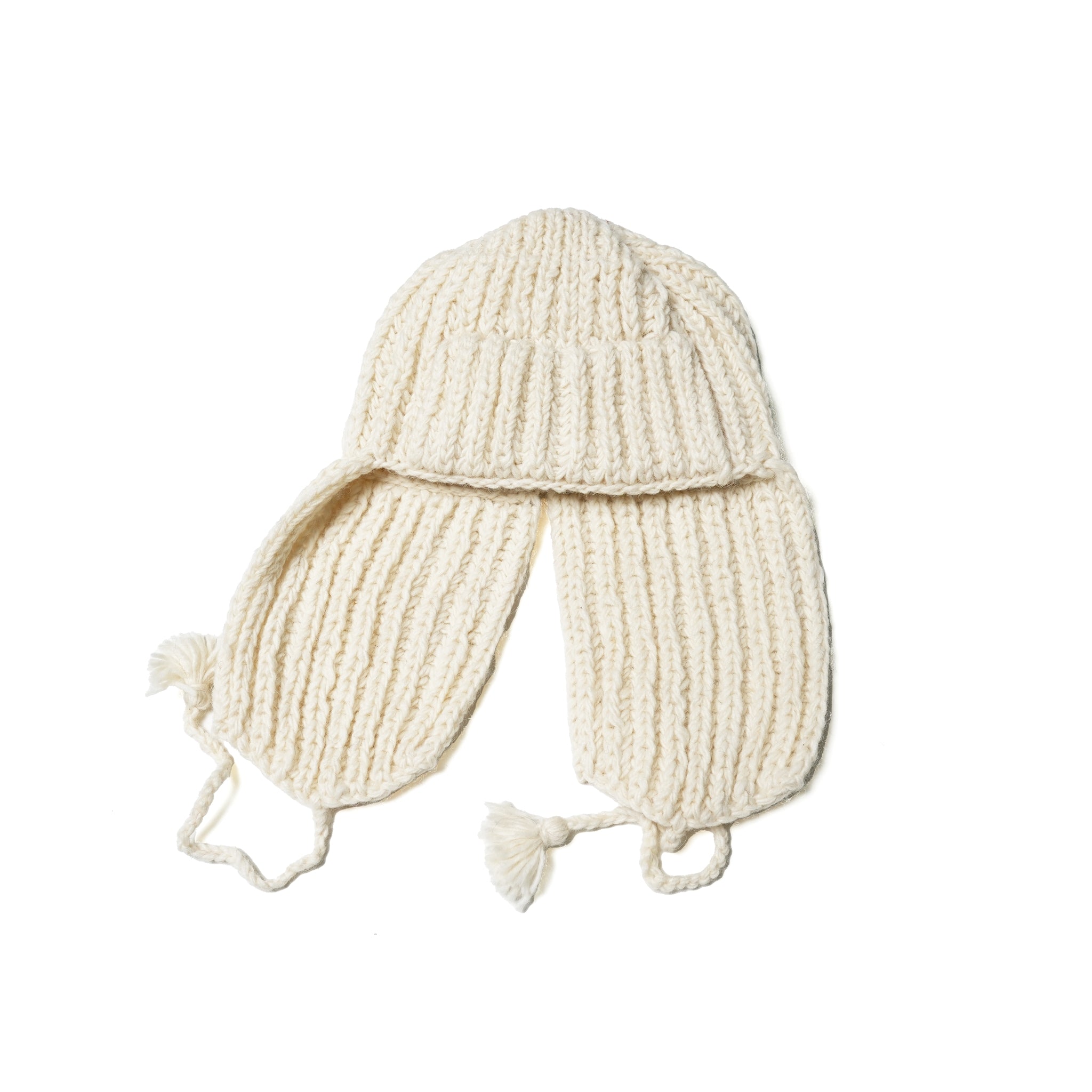 No:MIL23FAC3014 | Name:HAND KNIT FLIGHT CAP | Color:Ivory/Red/Navy【KHA:KI_カーキ】【ネコポス選択可能】
