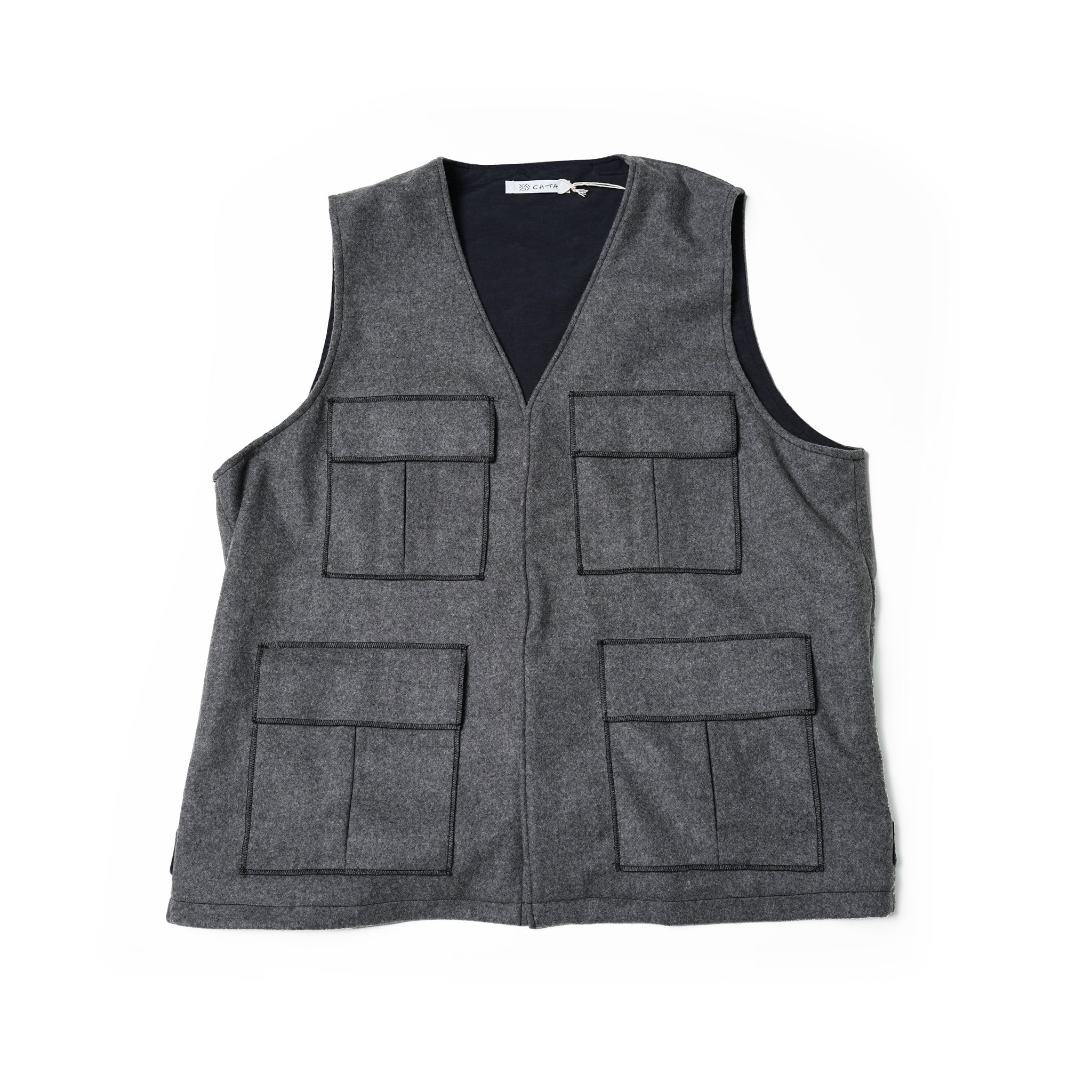 2023aw-BDU-02 | BDU 4 POCKET VEST-SOFT MELTON | Color:Gray/Black【CATTA_カッタ】