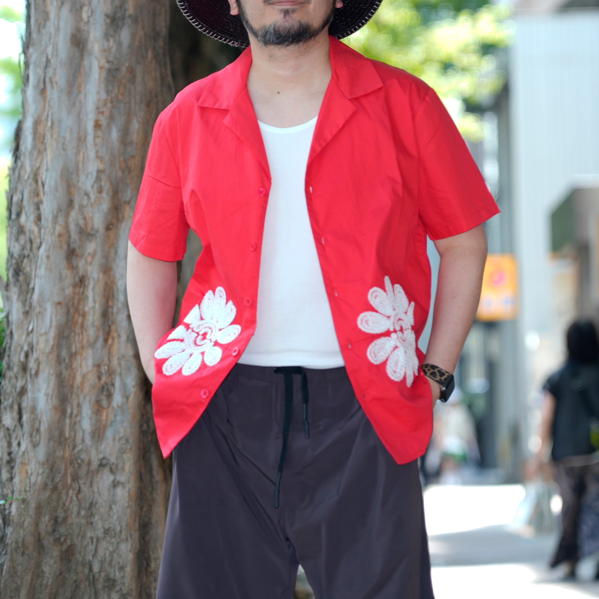 Rosario Trimmed Pockets Shirt | Color_Red | No_32SM00BLM162RED_RED【SISTER JANE_シスタージェーン】