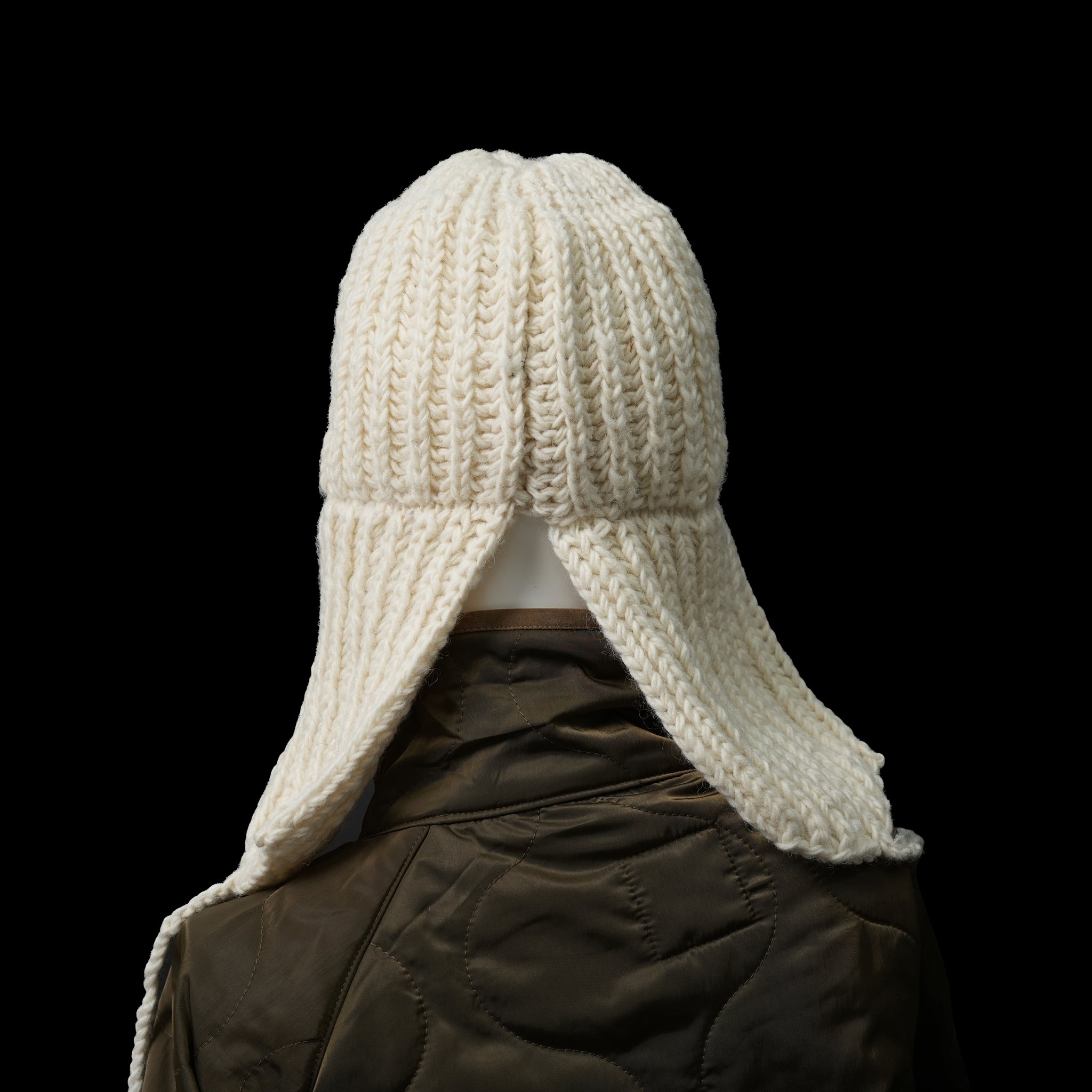 No:MIL23FAC3014 | Name:HAND KNIT FLIGHT CAP | Color:Ivory/Red/Navy【KHA:KI_カーキ】【ネコポス選択可能】
