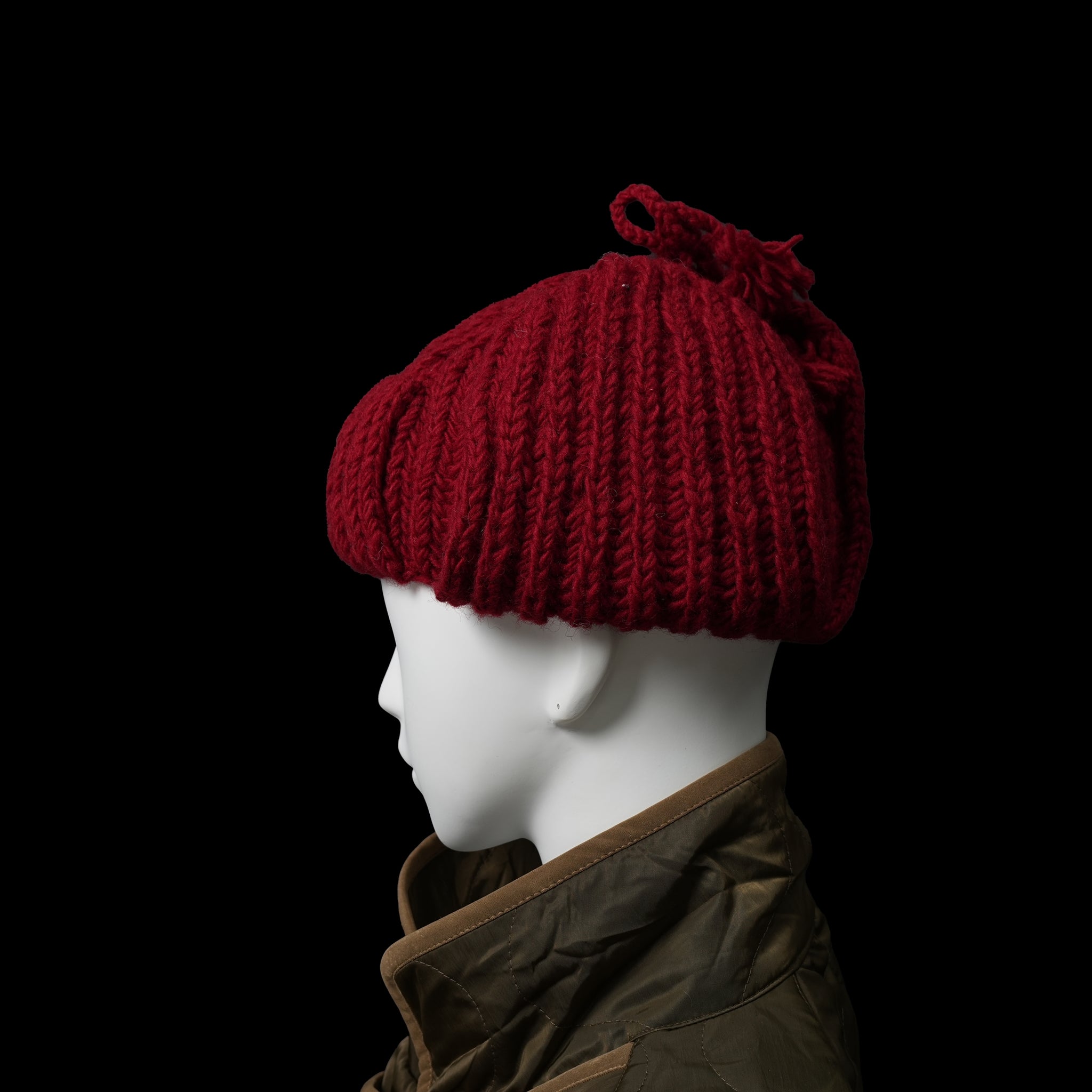 No:MIL23FAC3014 | Name:HAND KNIT FLIGHT CAP | Color:Ivory/Red/Navy【KHA:KI_カーキ】【ネコポス選択可能】