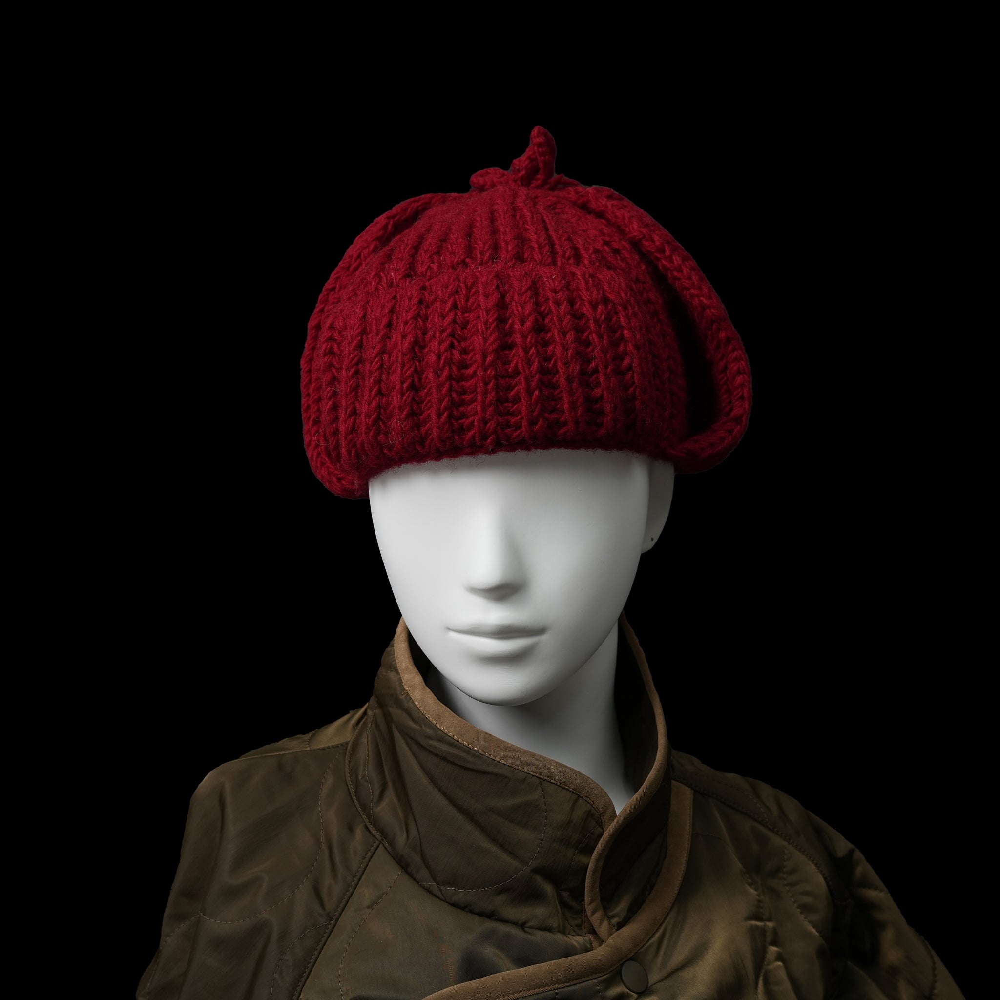 No:MIL23FAC3014 | Name:HAND KNIT FLIGHT CAP | Color:Ivory/Red/Navy【KHA:KI_カーキ】【ネコポス選択可能】