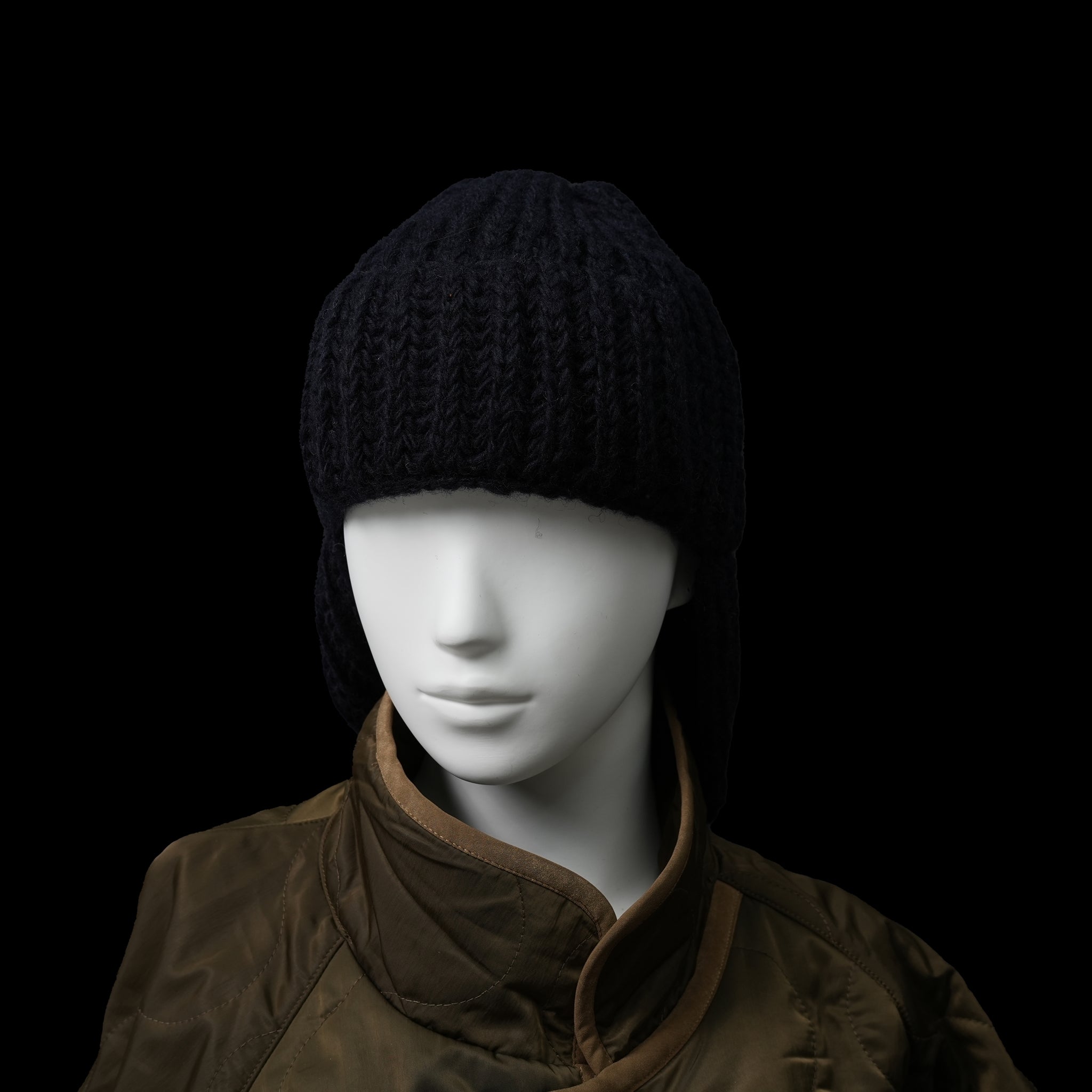 No:MIL23FAC3014 | Name:HAND KNIT FLIGHT CAP | Color:Ivory/Red/Navy【KHA:KI_カーキ】【ネコポス選択可能】