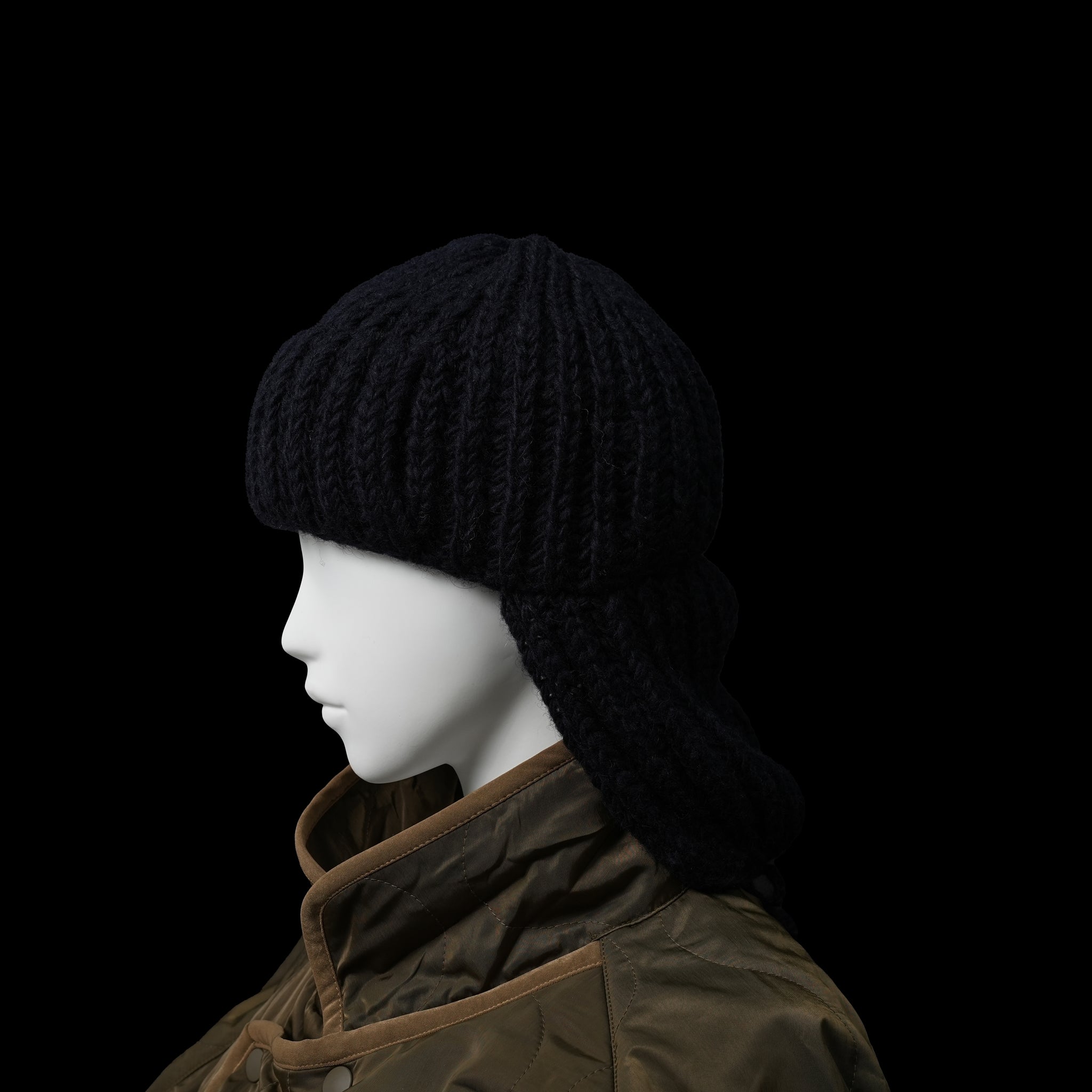 No:MIL23FAC3014 | Name:HAND KNIT FLIGHT CAP | Color:Ivory/Red/Navy【KHA:KI_カーキ】【ネコポス選択可能】