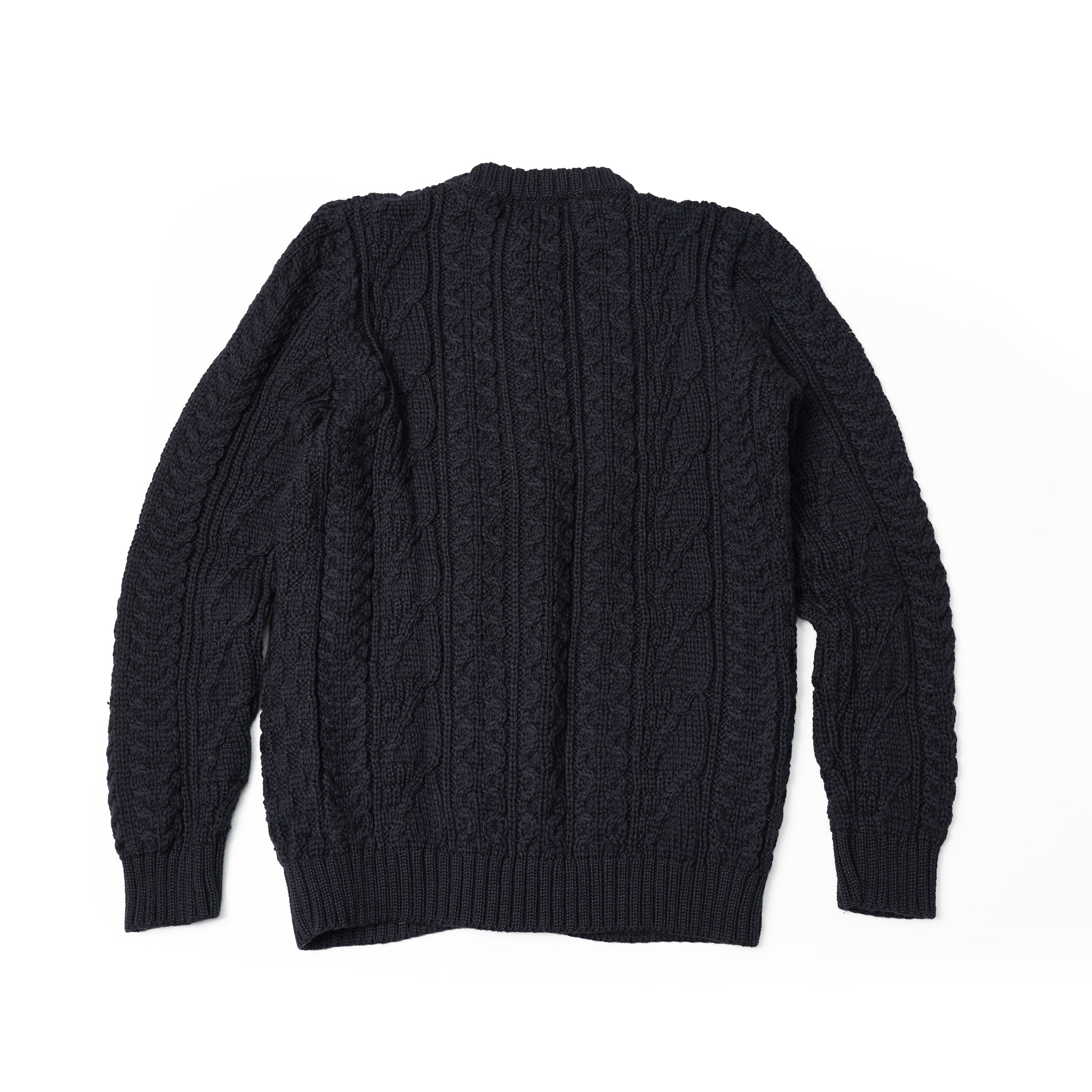 KW-0005 | Aran Cable Collarless Cardigan Heavy | Color:Midnight/Fenland Tweed【KERRY WOOLLEN MILLS】