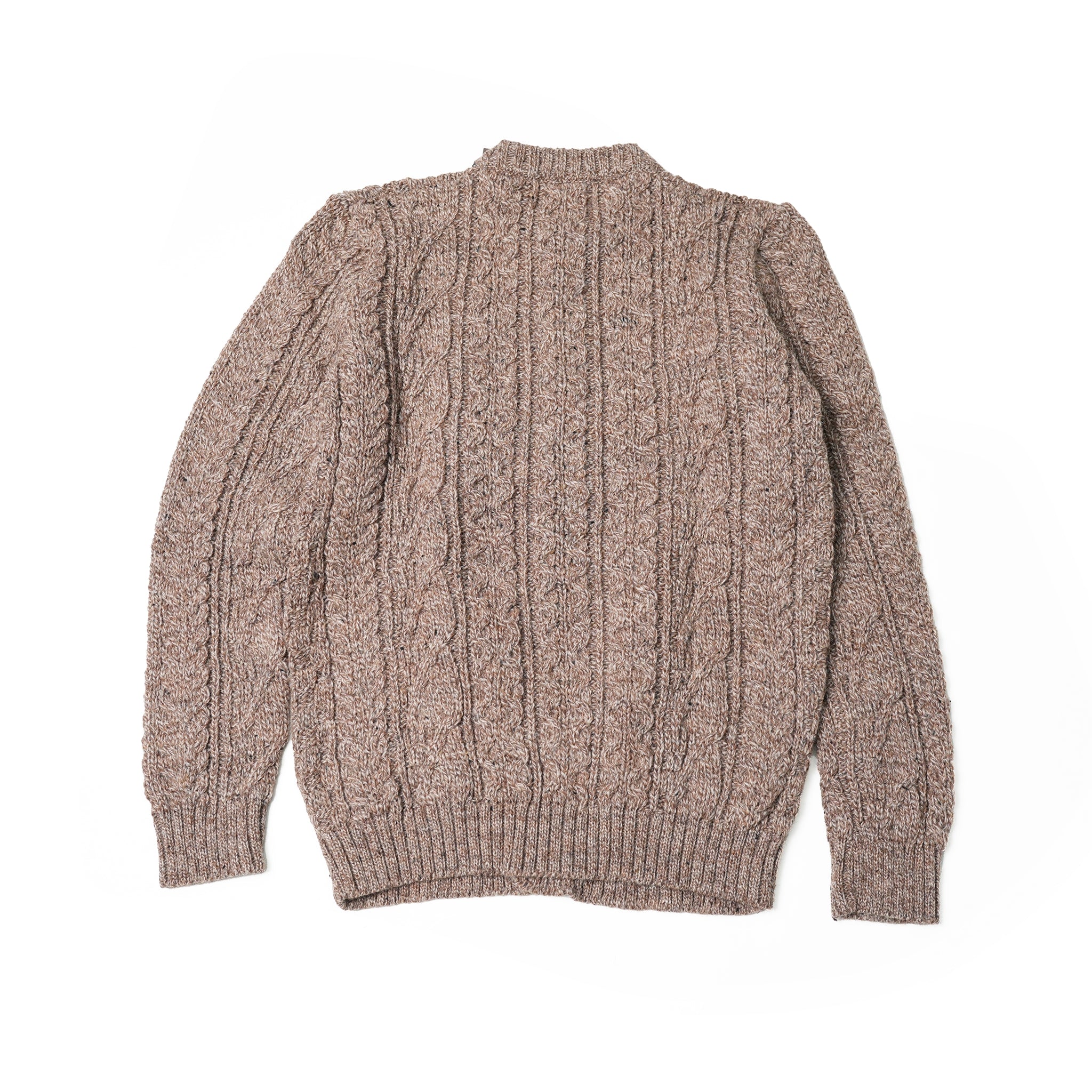 KW-0005 | Aran Cable Collarless Cardigan Heavy | Color:Midnight/Fenland Tweed【KERRY WOOLLEN MILLS】