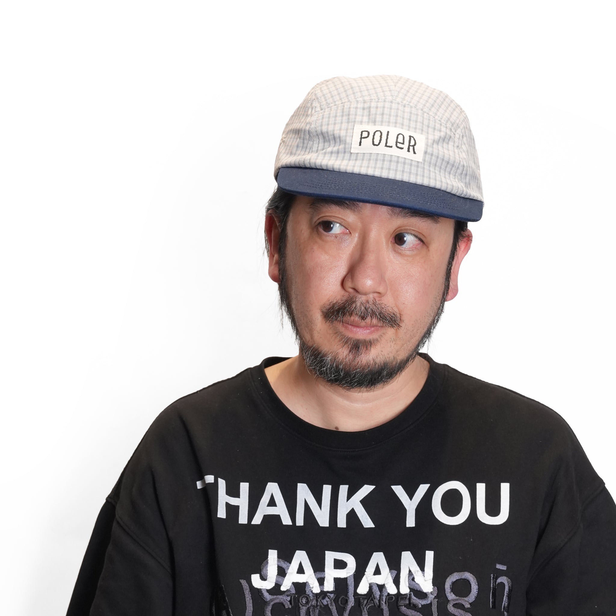 PL CHECK 5P CAP Gray-Black / Beige-Navy | POLER