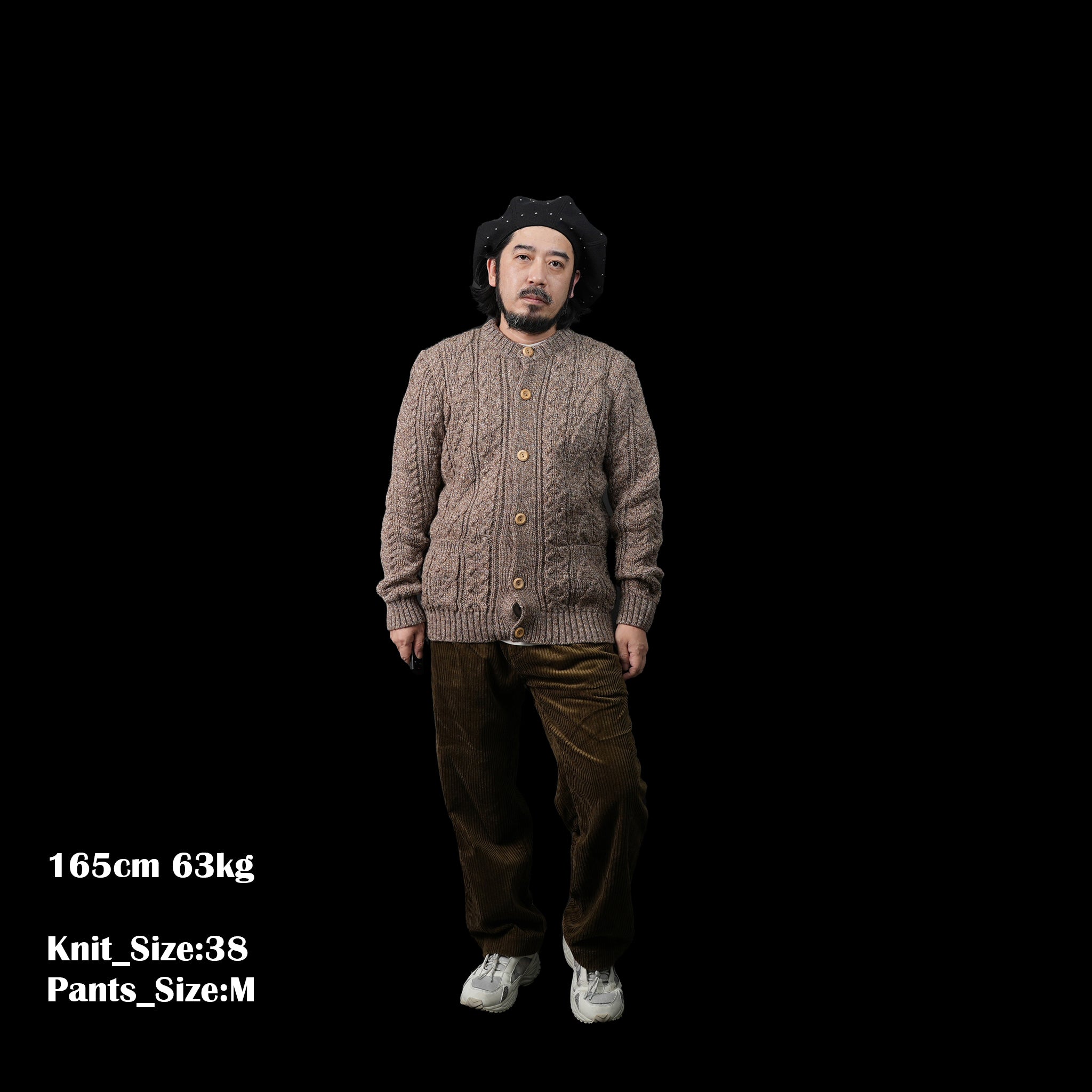 KW-0005 | Aran Cable Collarless Cardigan Heavy | Color:Midnight/Fenland Tweed【KERRY WOOLLEN MILLS】