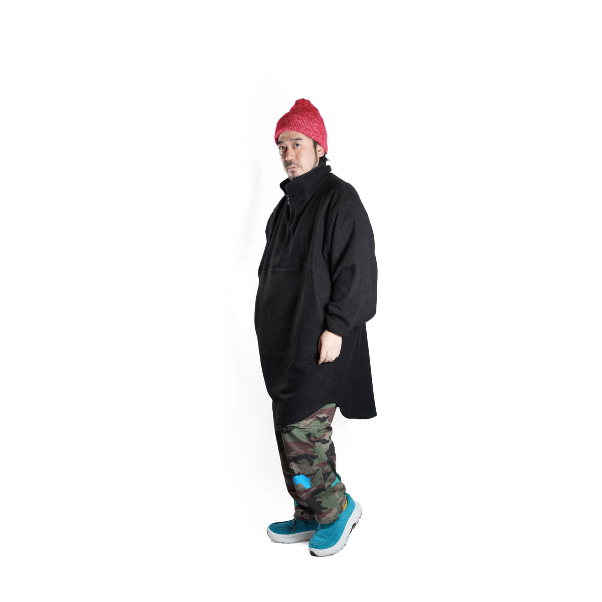 HALF ZIP FLEECE LONG P/O – Bk | KHA:KI