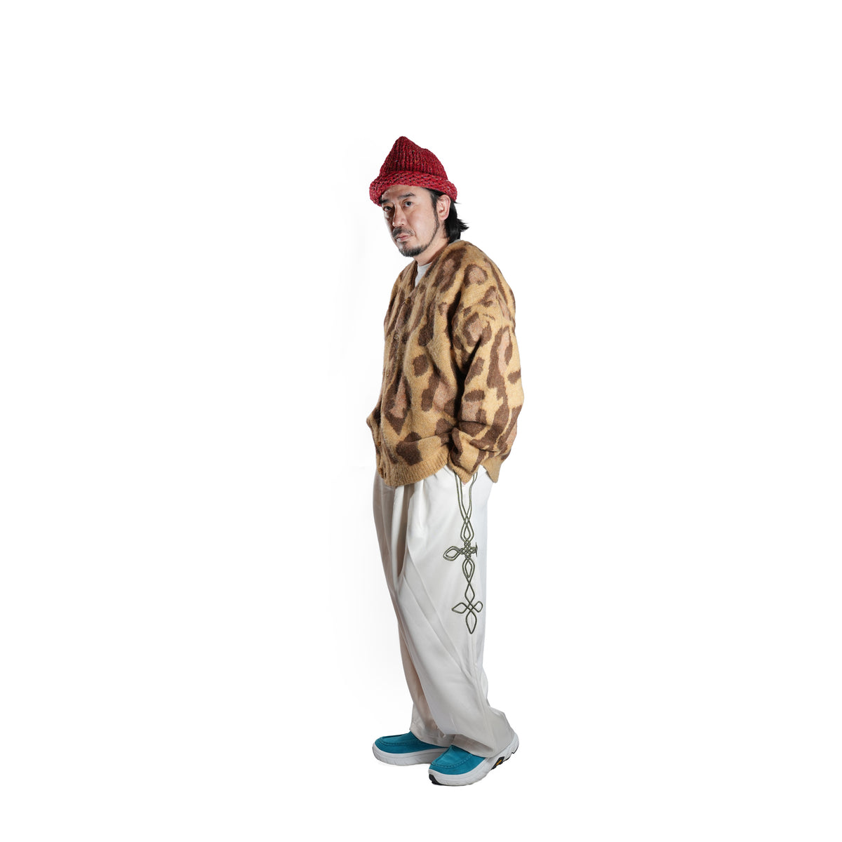 Mohair Shaggy Jacqaurd Cardigan – Leopard | TOWNCRAFT