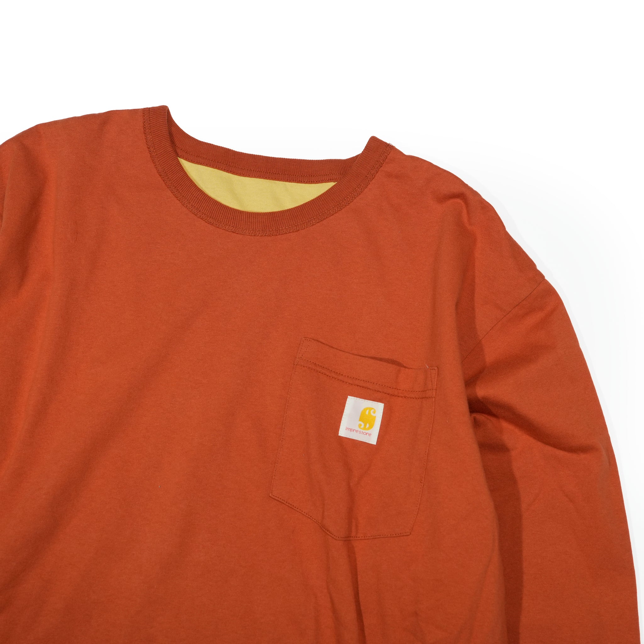 Chamhert-LS | Reversible Long Sleeve- Tshirt | Color:Orange / Olive 【IMPRESTORE_インプレストア】