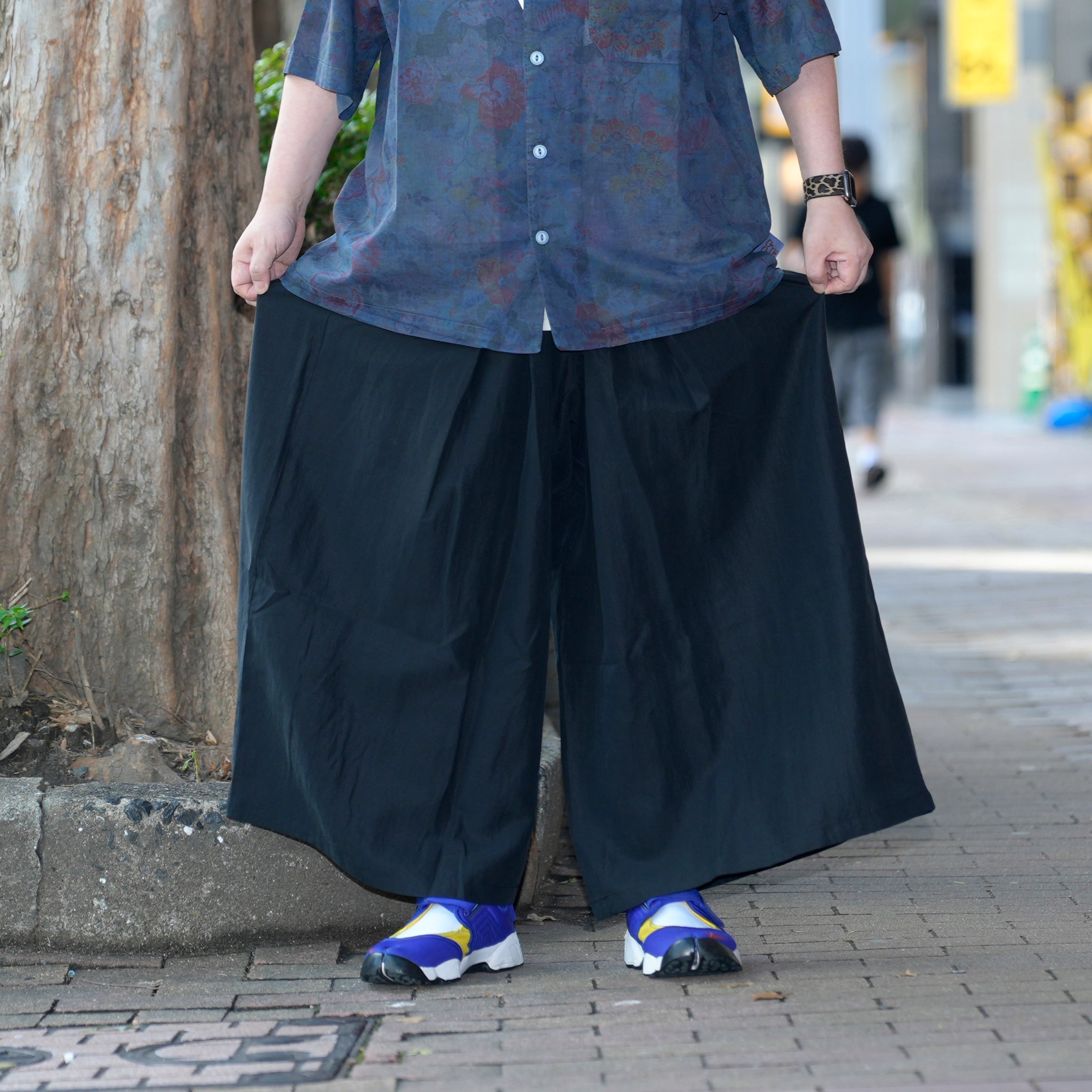G72303_BK | NYLON WIDE LEG PANTS-BK | Color:Black【GORT_ゴート】