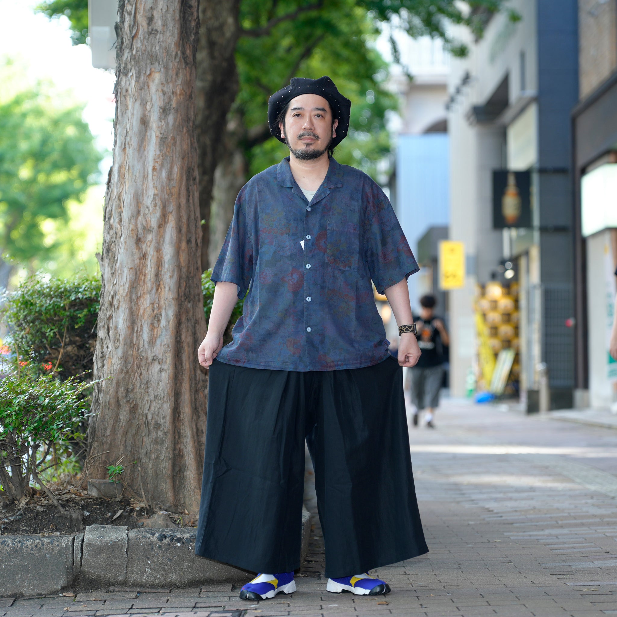 G72303_BK | NYLON WIDE LEG PANTS-BK | Color:Black【GORT_ゴート】