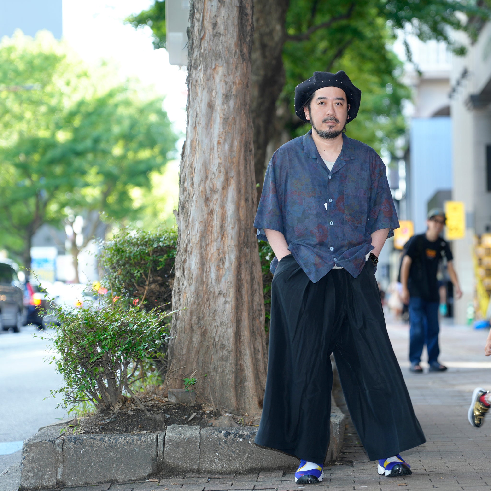 G72303_BK | NYLON WIDE LEG PANTS-BK | Color:Black【GORT_ゴート】