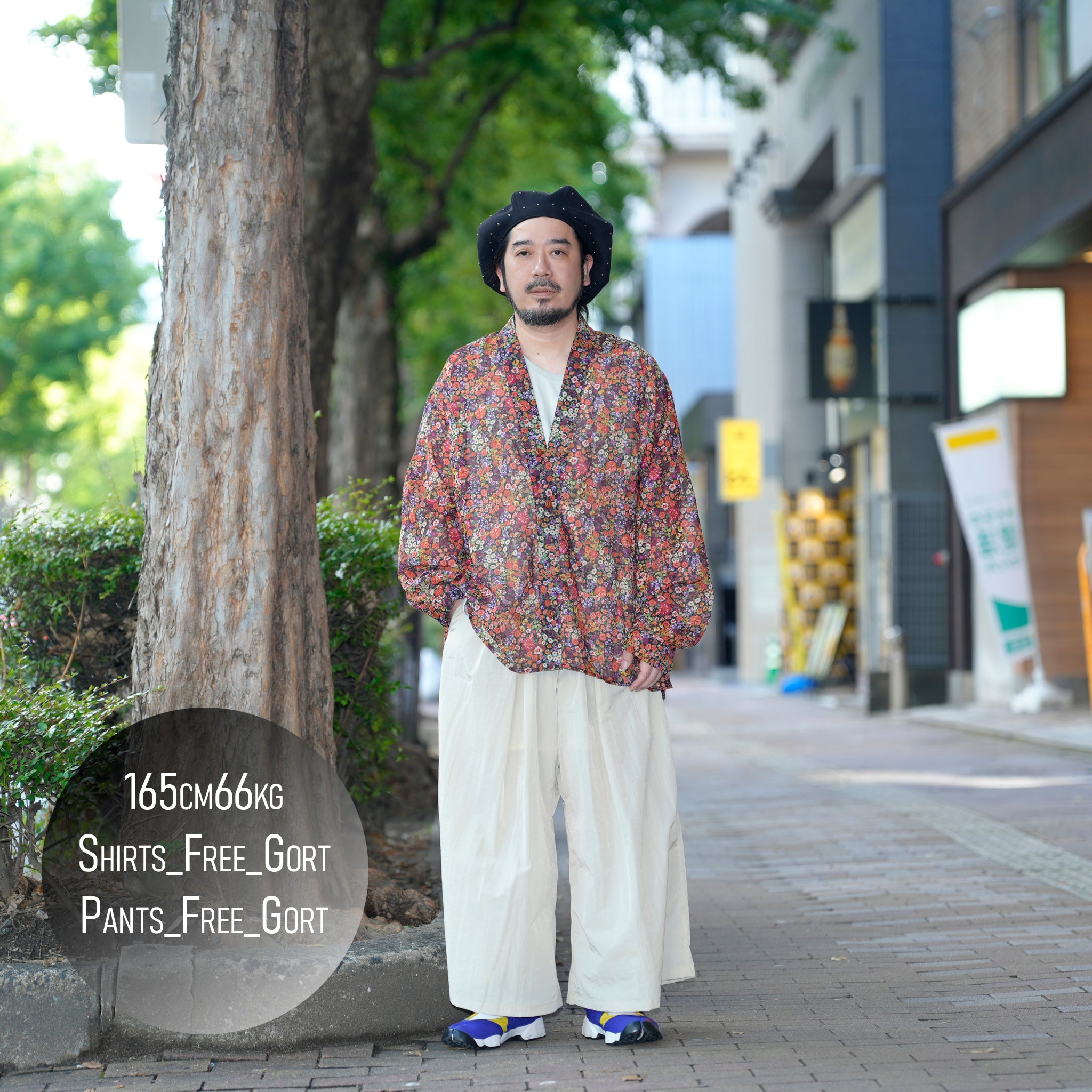 G71201_MT.OR | FLOWER SHEER NO COLLAR SHIRT-MT.OR | Color:Orange【GORT_ゴート】