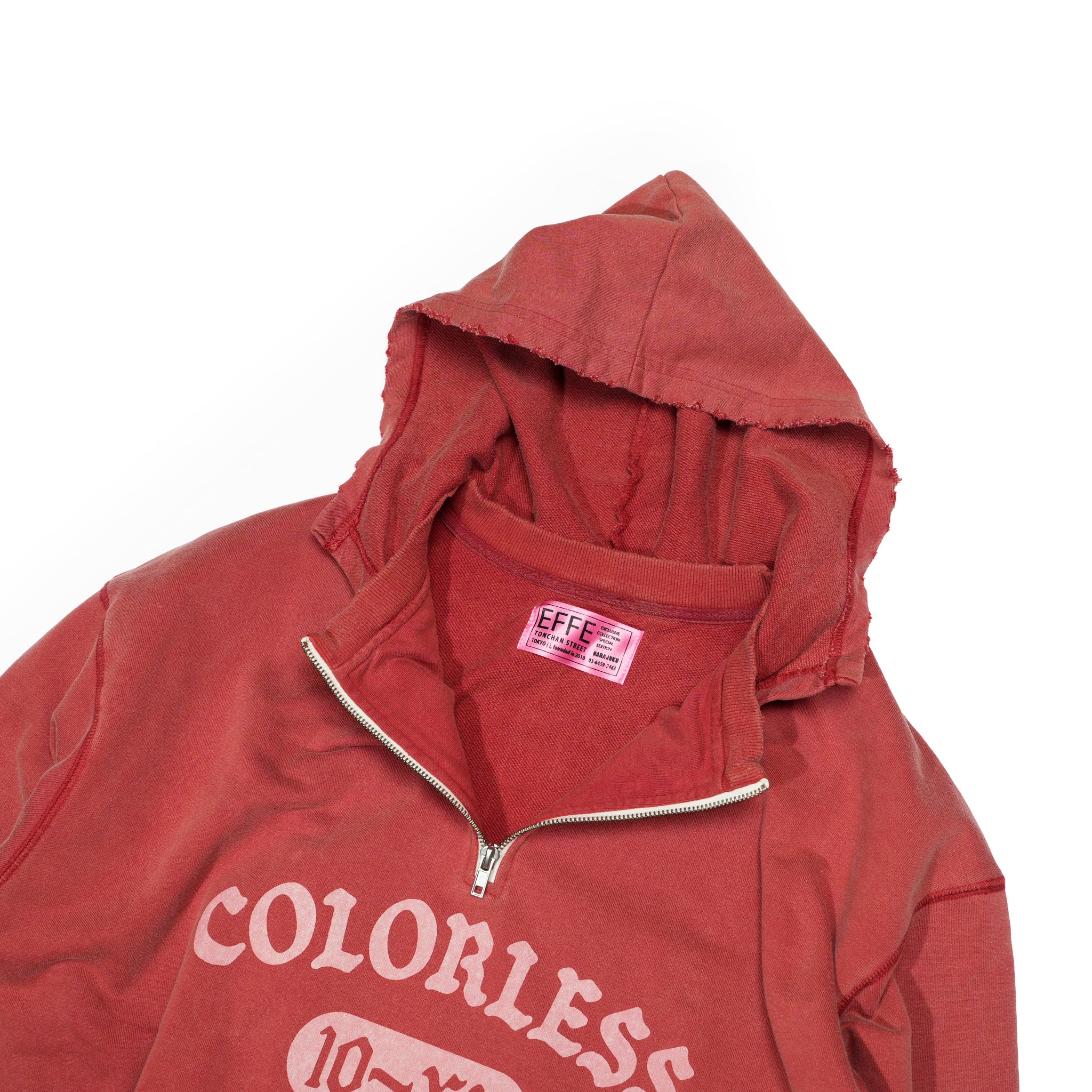 efmm-19_Red | Colorless Half Zip Hoodie | Color:Red【EFFECTEN_エフェクテン】