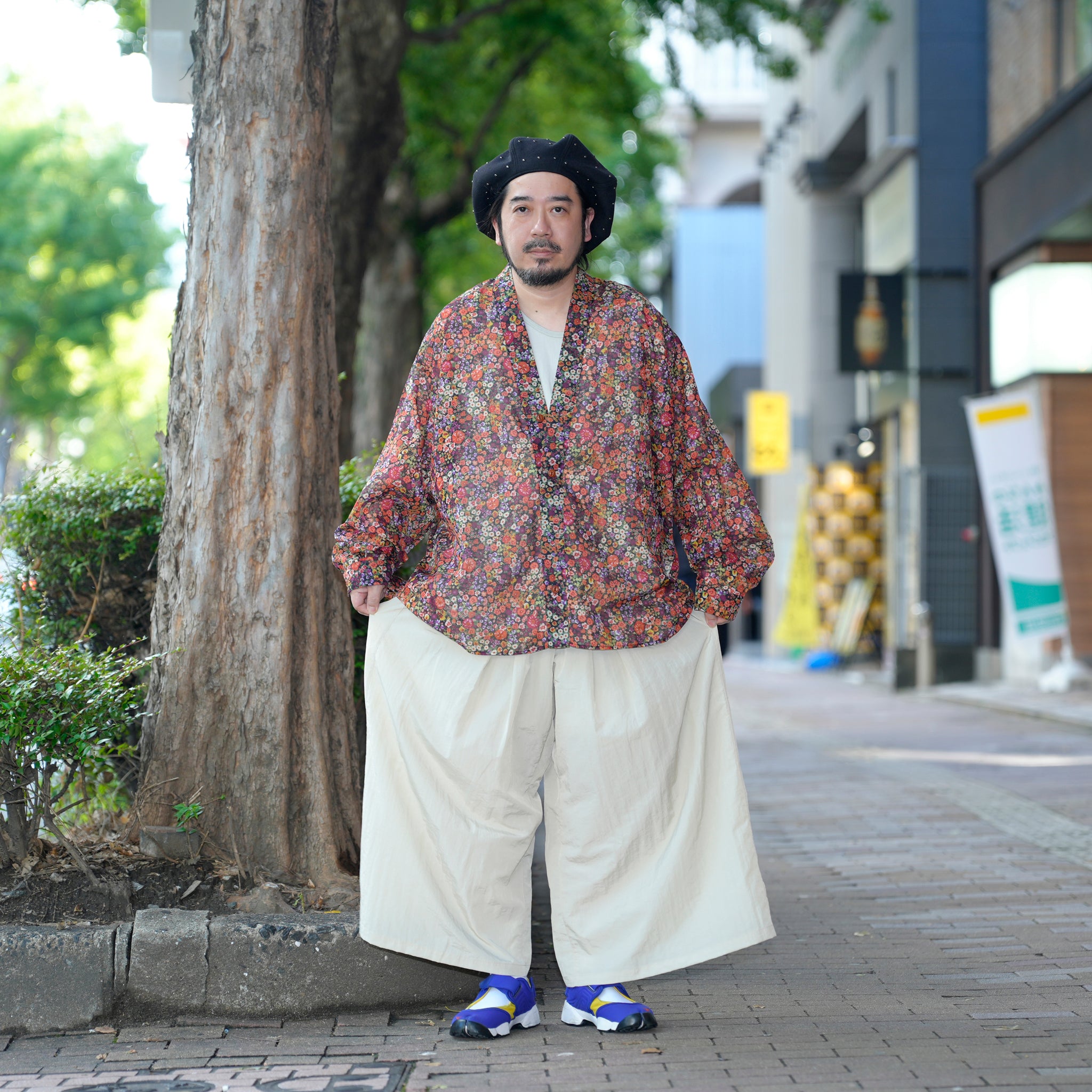 G71201_MT.OR | FLOWER SHEER NO COLLAR SHIRT-MT.OR | Color:Orange【GORT_ゴート】