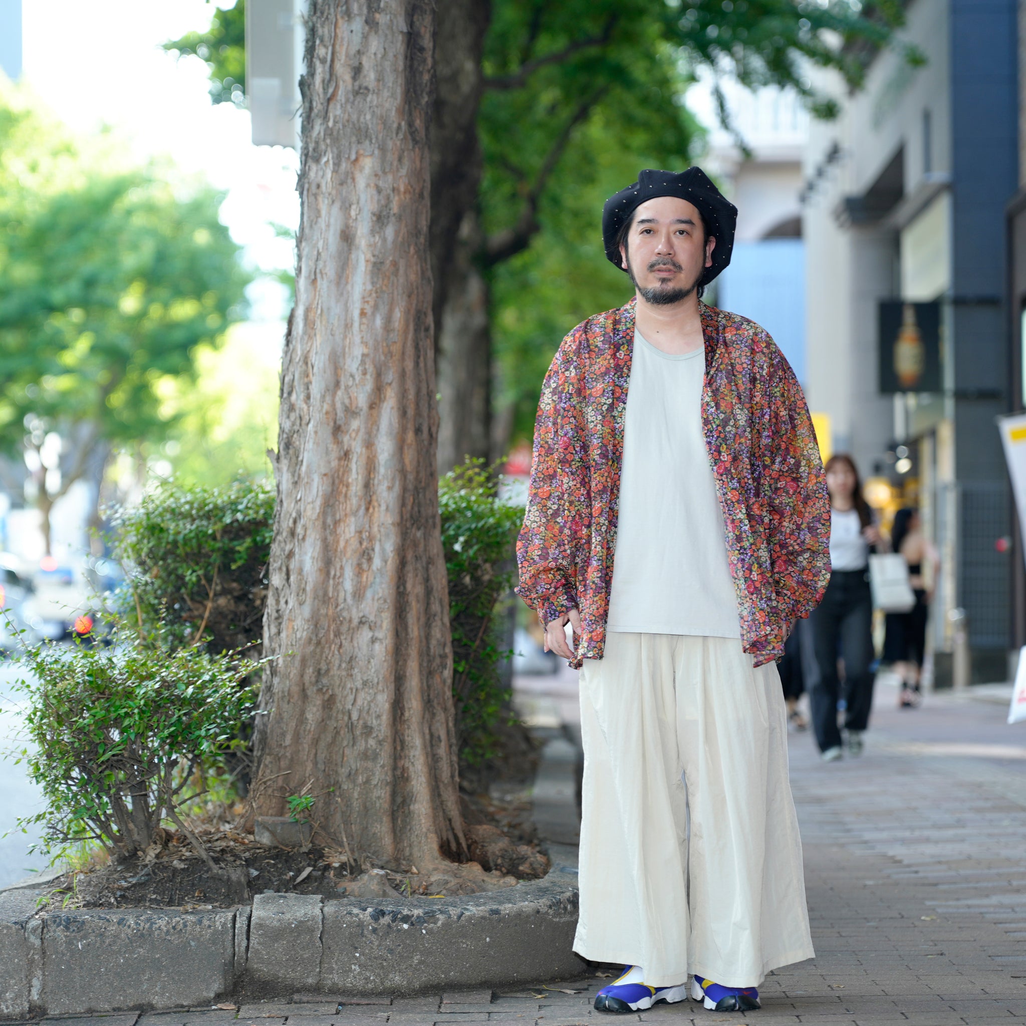 G71201_MT.OR | FLOWER SHEER NO COLLAR SHIRT-MT.OR | Color:Orange【GORT_ゴート】