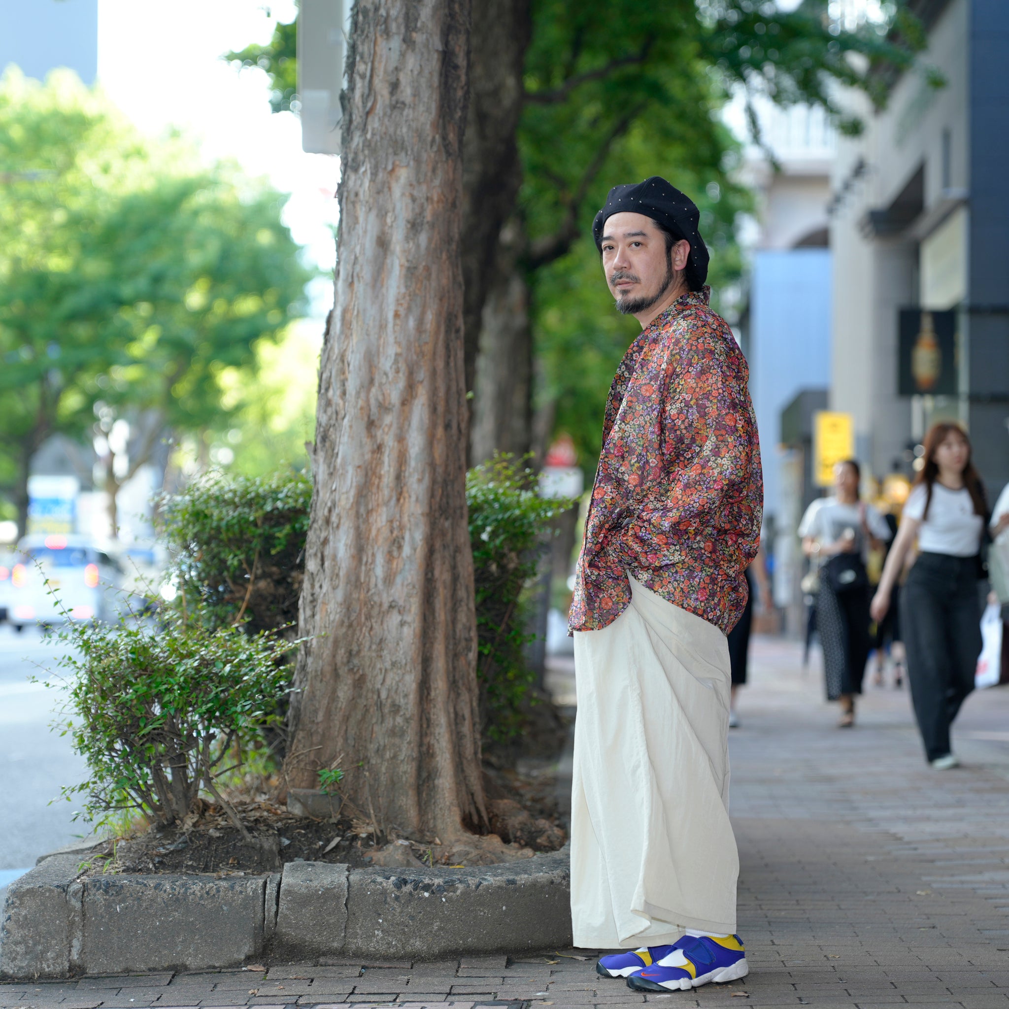 G71201_MT.OR | FLOWER SHEER NO COLLAR SHIRT-MT.OR | Color:Orange【GORT_ゴート】