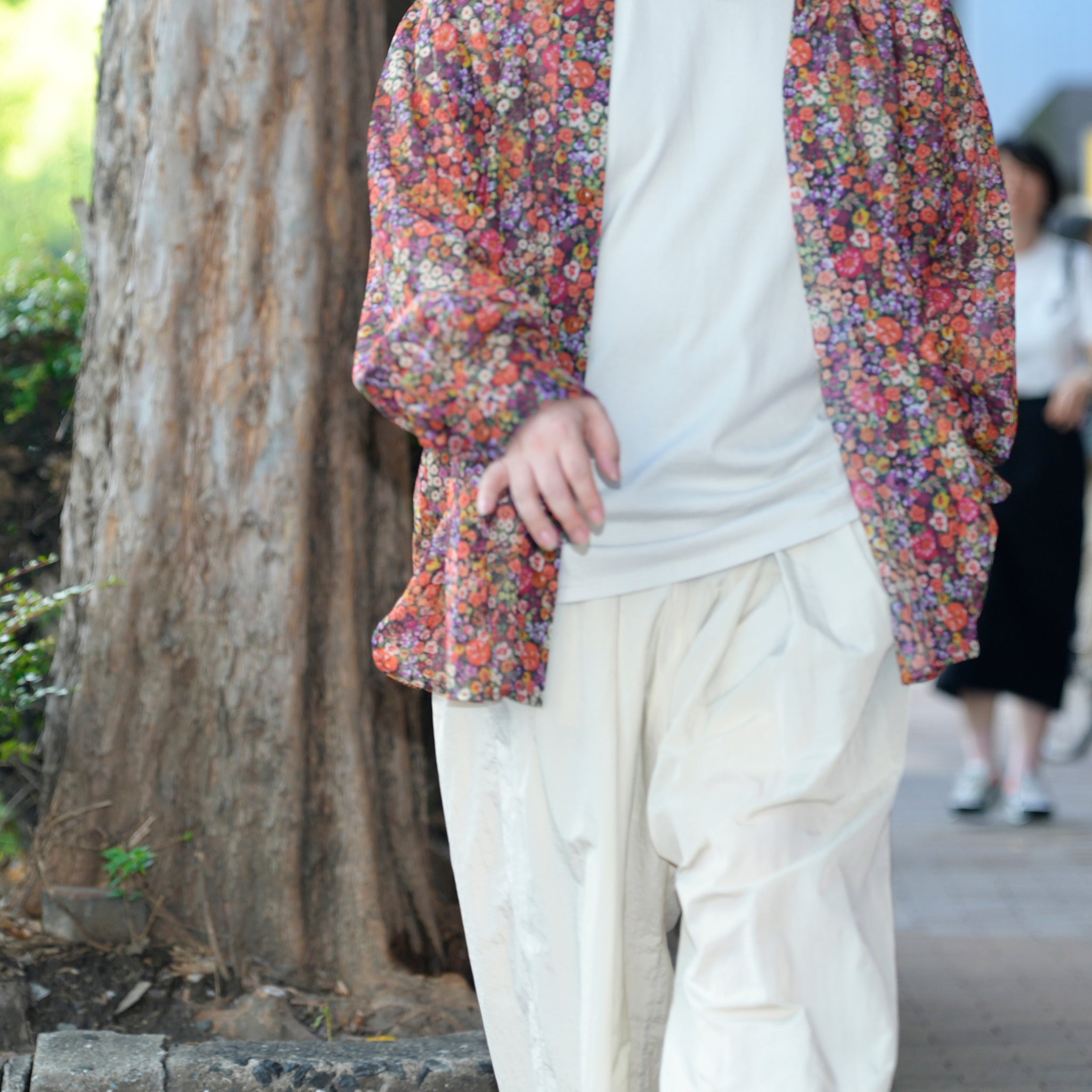 G71201_MT.OR | FLOWER SHEER NO COLLAR SHIRT-MT.OR | Color:Orange【GORT_ゴート】
