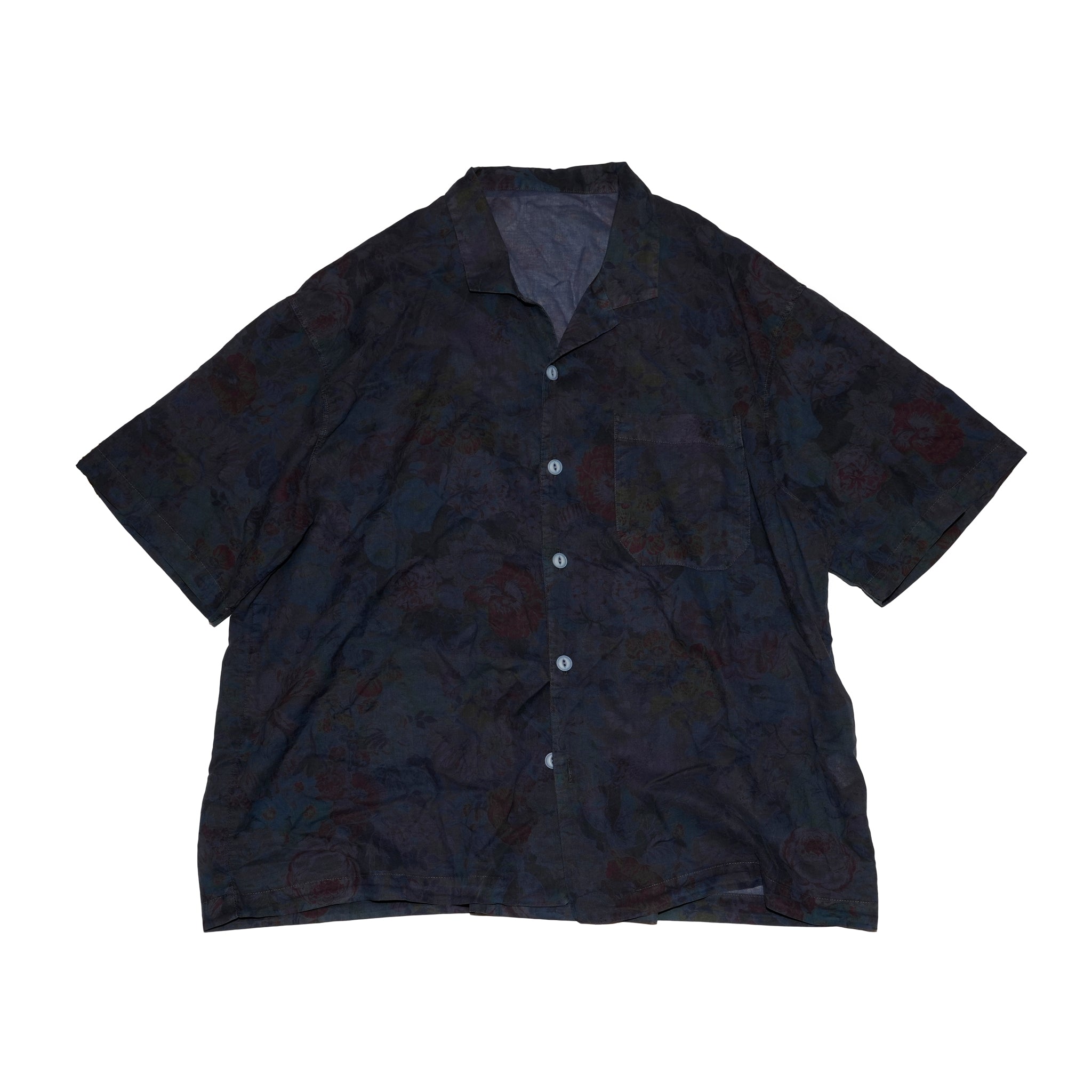 G72203_NV | 80S COTTON FLOWER HAWAIIAN SHIRTS-NV | Color:Navy【GORT_ゴート】