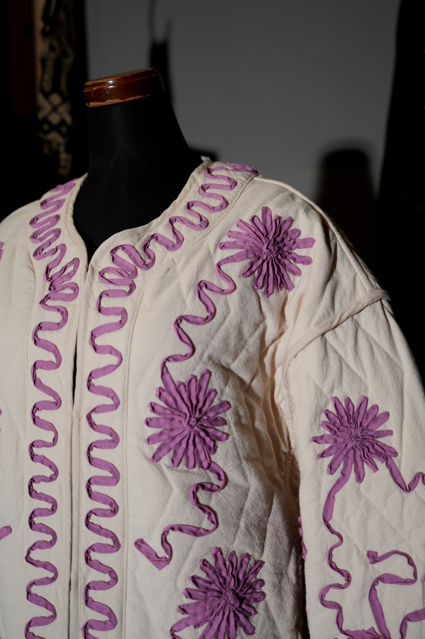DEEPIKA TAPE EMB JACKET – Ecru | SARAMALLIKA