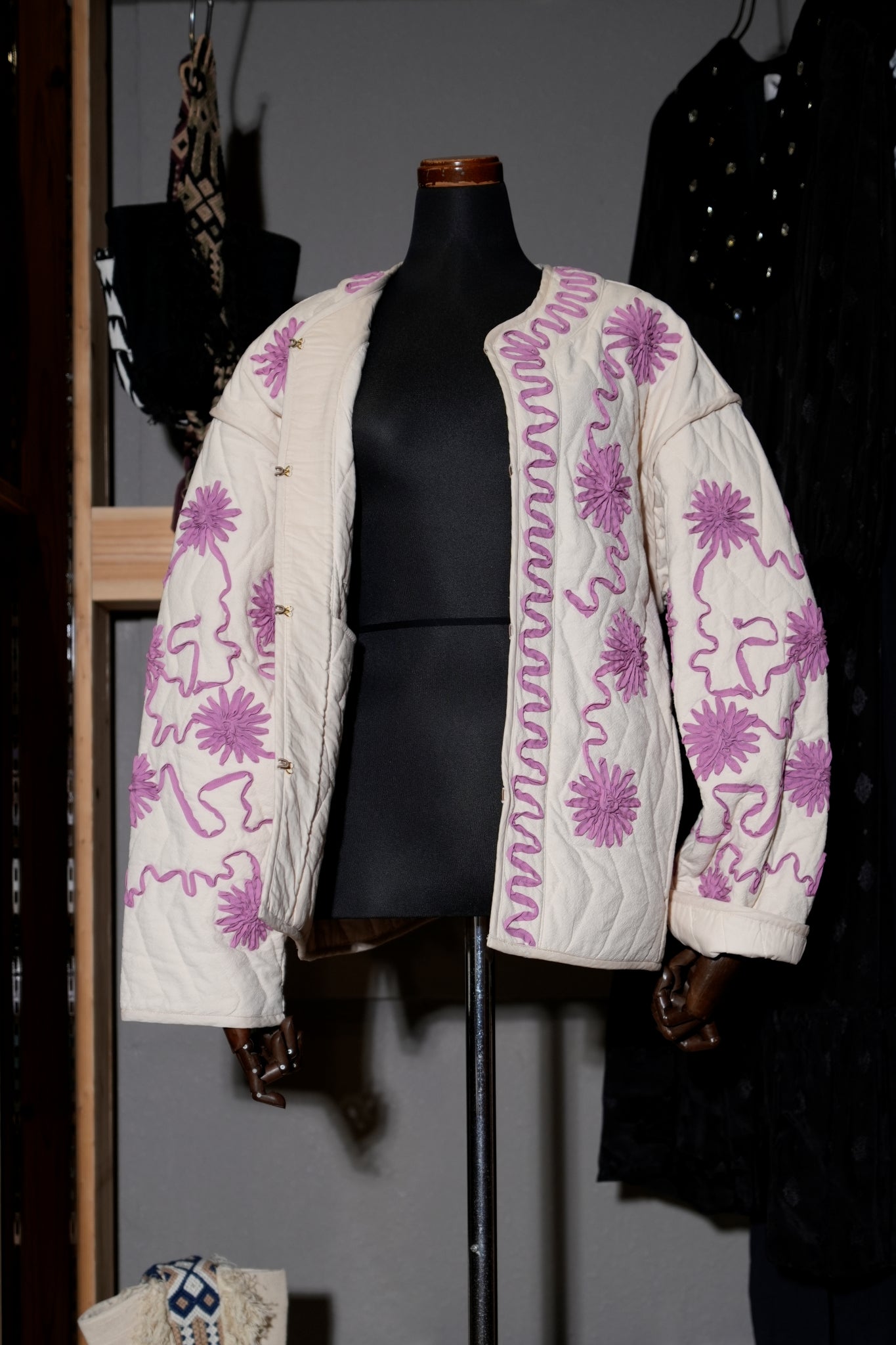 DEEPIKA TAPE EMB JACKET – Ecru | SARAMALLIKA