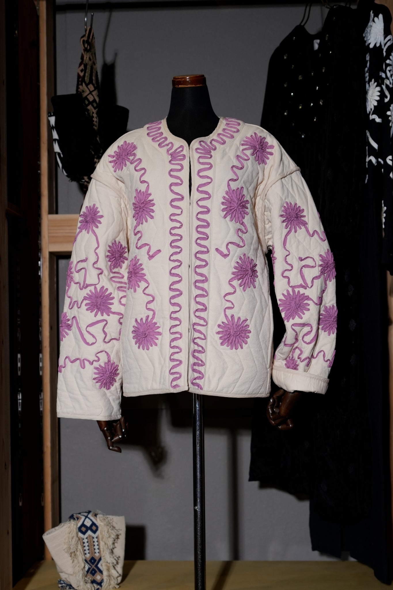 DEEPIKA TAPE EMB JACKET – Ecru | SARAMALLIKA