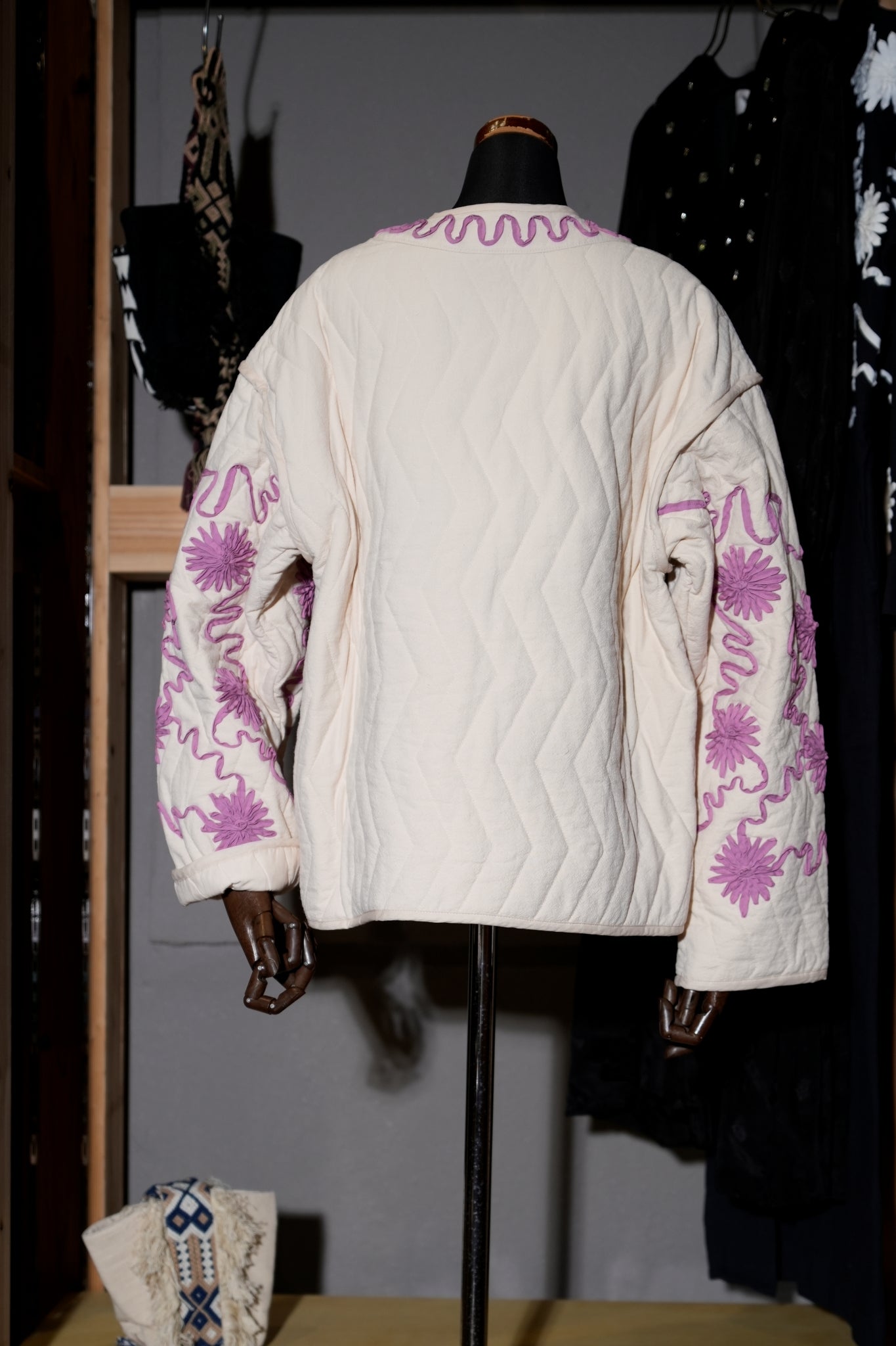 DEEPIKA TAPE EMB JACKET – Ecru | SARAMALLIKA
