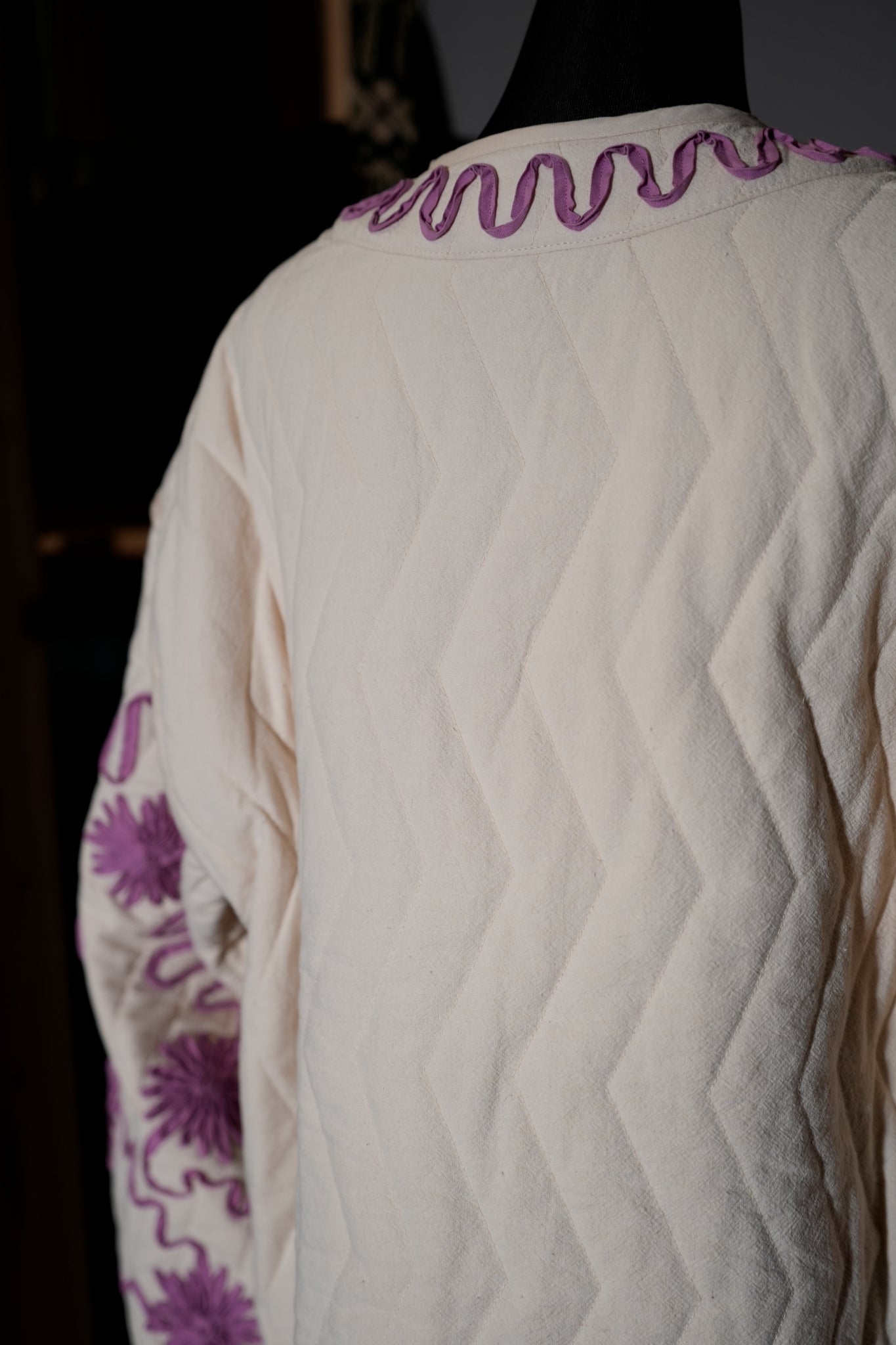 DEEPIKA TAPE EMB JACKET – Ecru | SARAMALLIKA