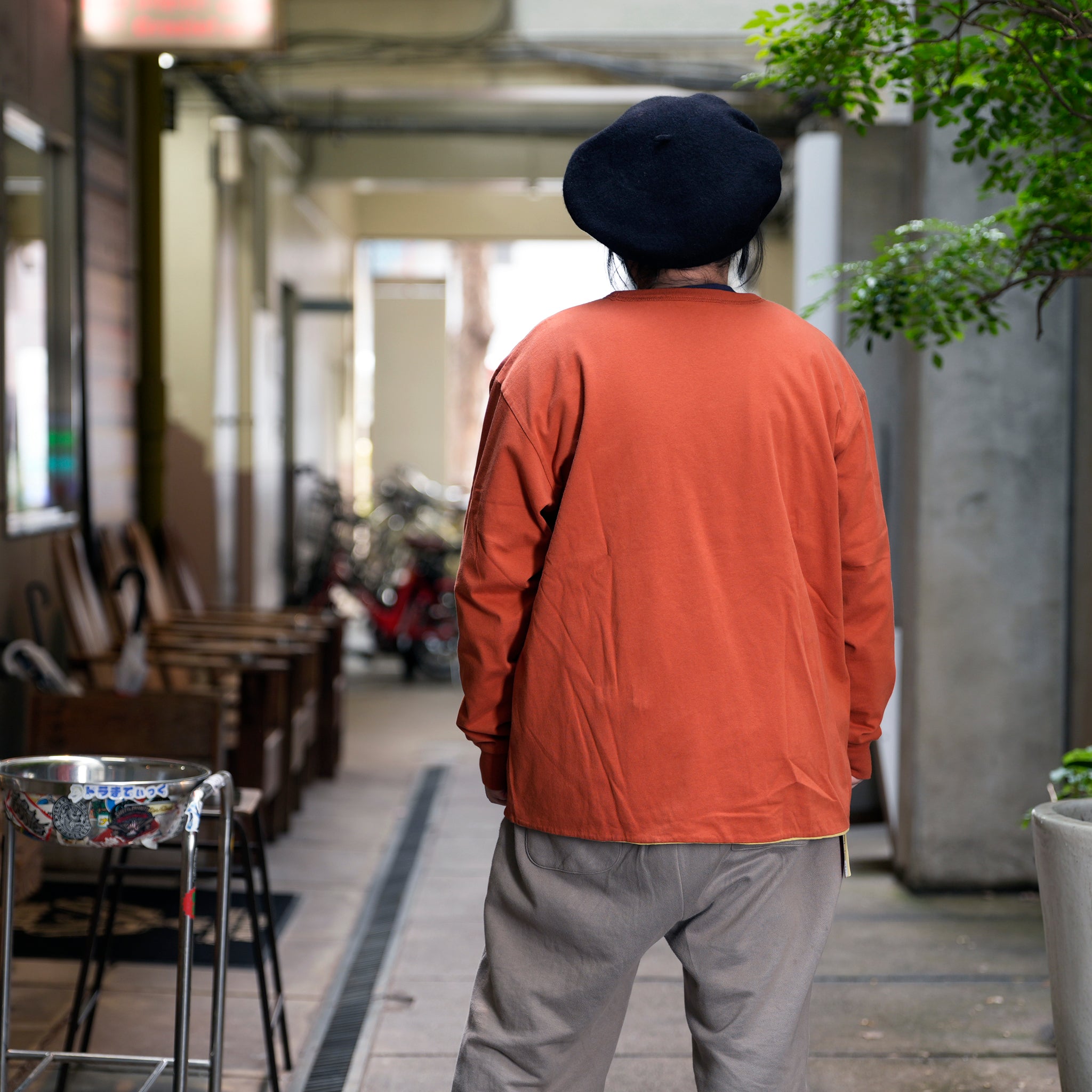 Chamhert-LS | Reversible Long Sleeve- Tshirt | Color:Orange / Olive 【IMPRESTORE_インプレストア】