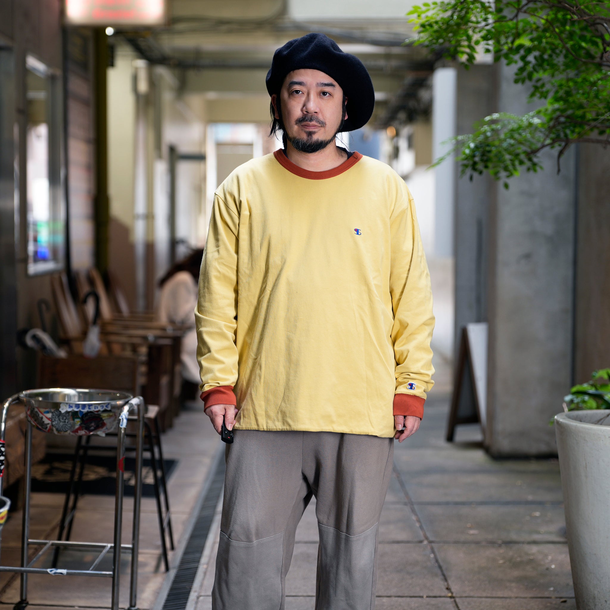 Chamhert-LS | Reversible Long Sleeve- Tshirt | Color:Orange / Olive 【IMPRESTORE_インプレストア】