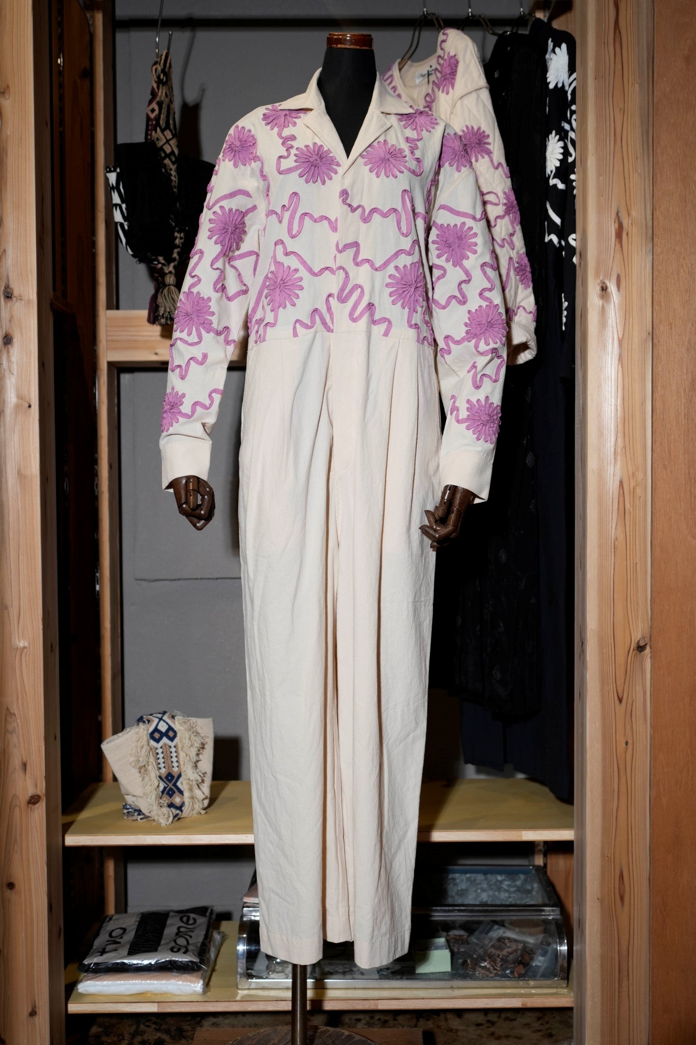 DEEPIKA TAPE EMB JUMPSUIT – Ecru | SARAMALLIKA