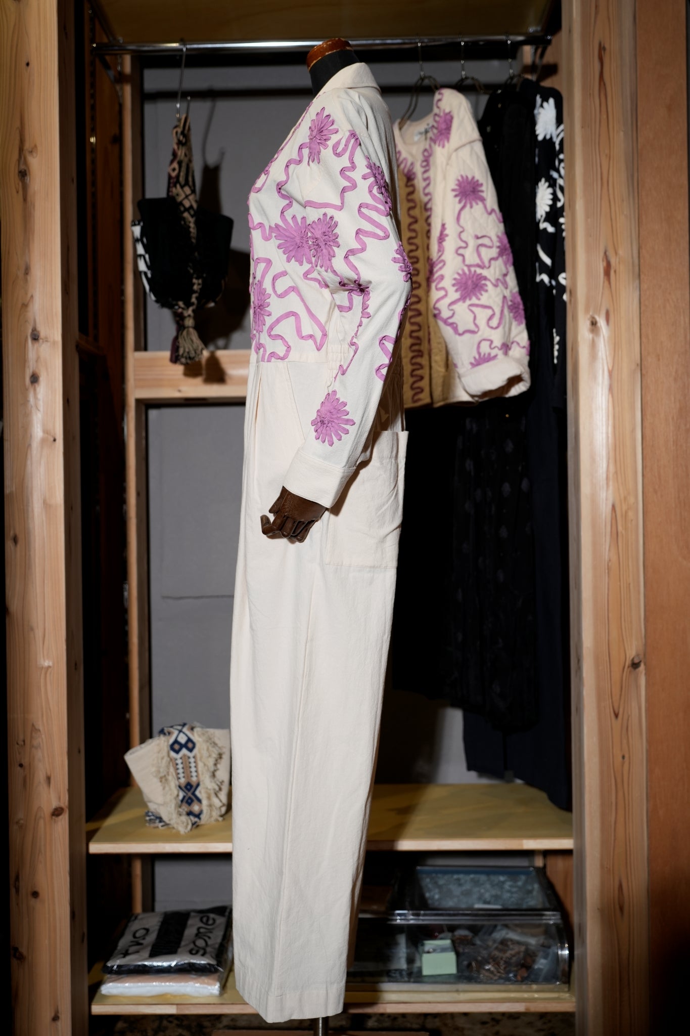 DEEPIKA TAPE EMB JUMPSUIT – Ecru | SARAMALLIKA