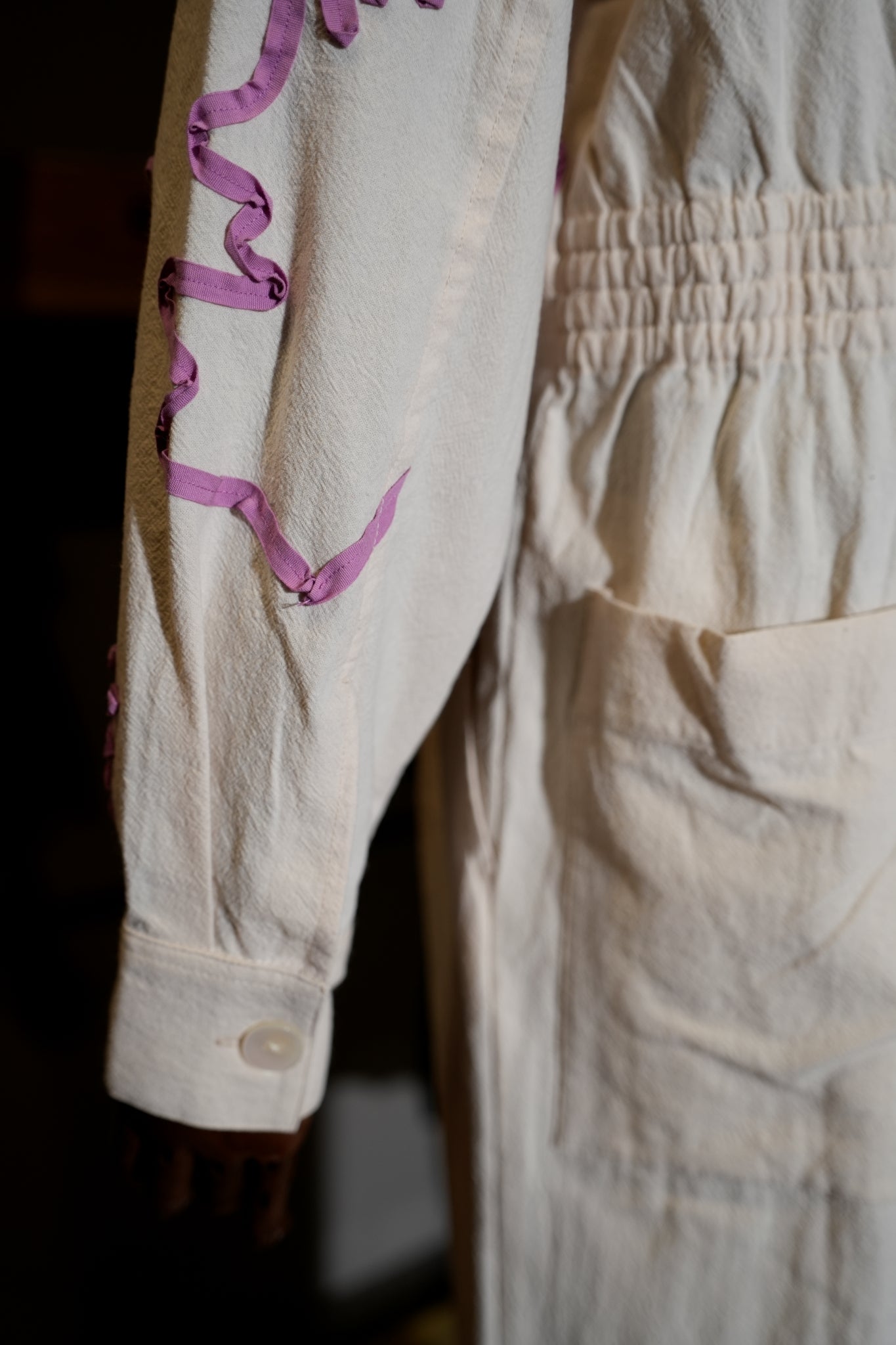 DEEPIKA TAPE EMB JUMPSUIT – Ecru | SARAMALLIKA