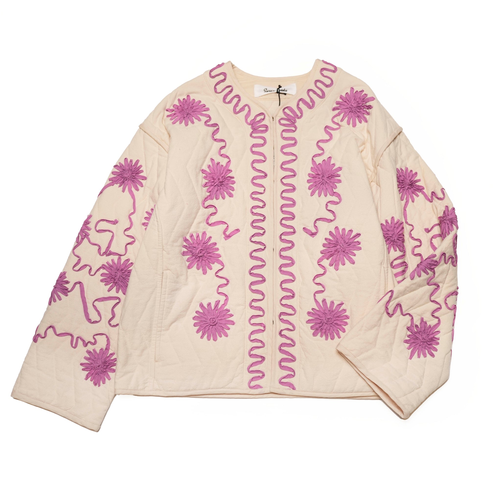 DEEPIKA TAPE EMB JACKET – Ecru | SARAMALLIKA