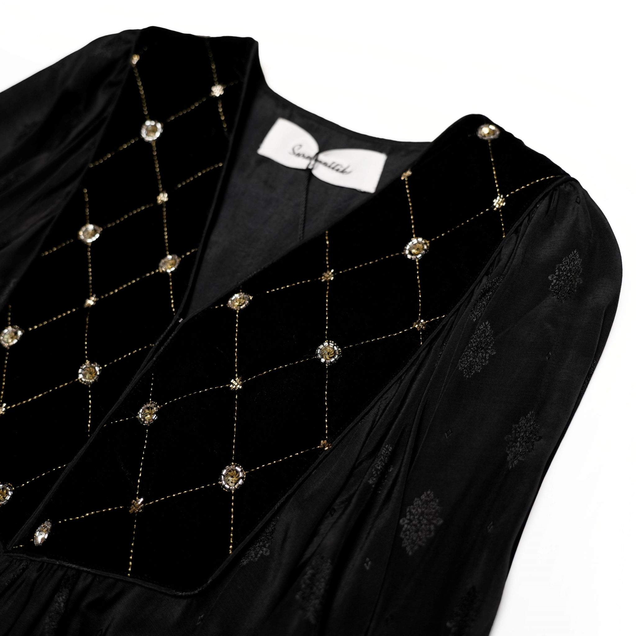 PARVEEN BEADS EMB TASSEL DRESS – Black | SARAMALLIKA