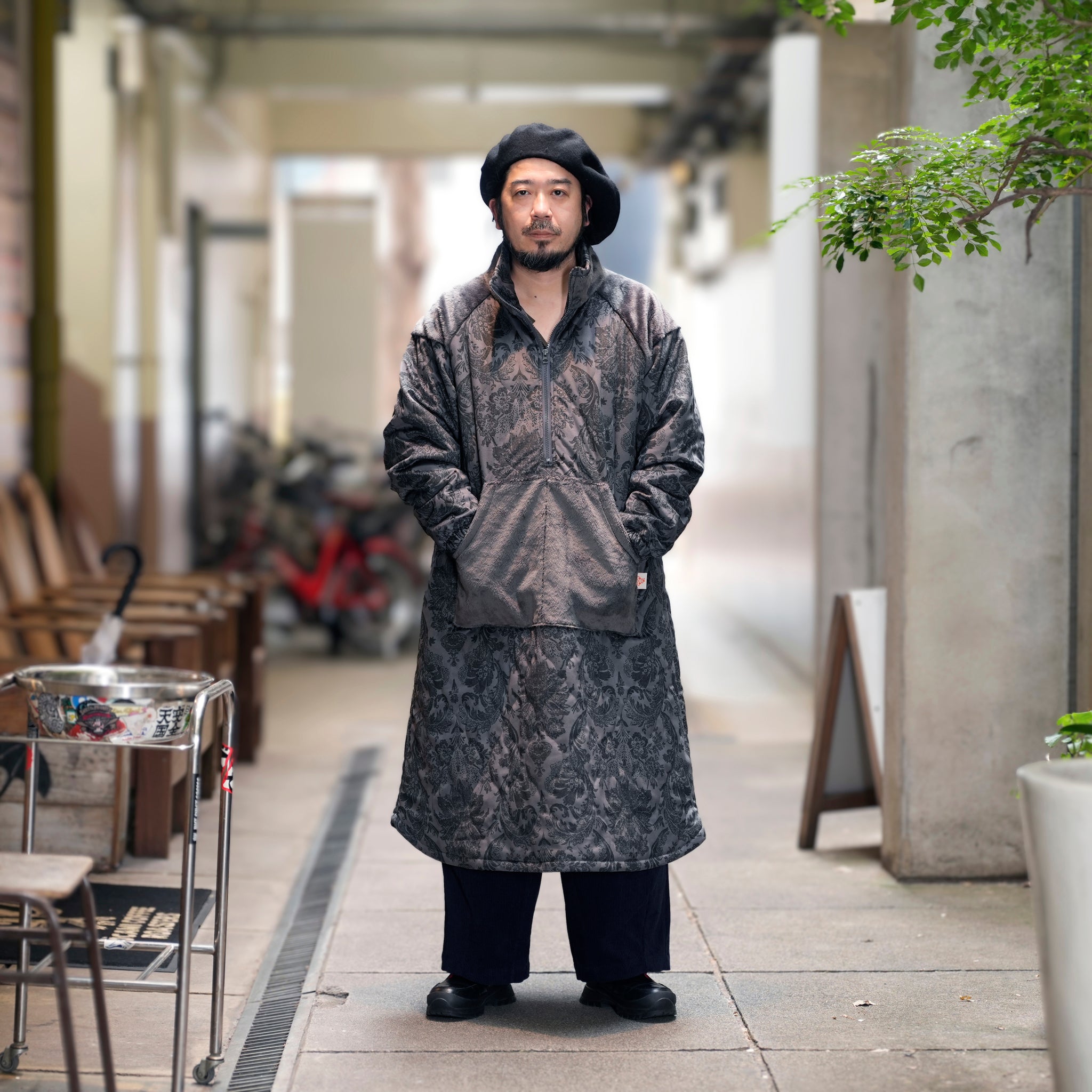 G64201_VT.GR | FLEECE OVERSIZED HALF-ZIP PULLOVER-VT.GR | Color:Gray【GORT_ゴート】【archive】