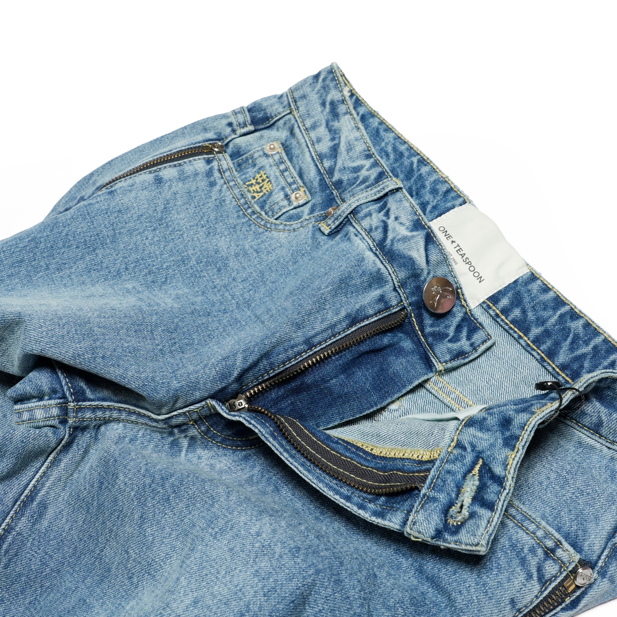 LOW RIDERS LOW WAIST WIDE LEG ZIPPED DENIM JEANS | Color_Pretty Blue | No_27302_Pretty Blue【ONE TEASPOON_ワンティースプーン】