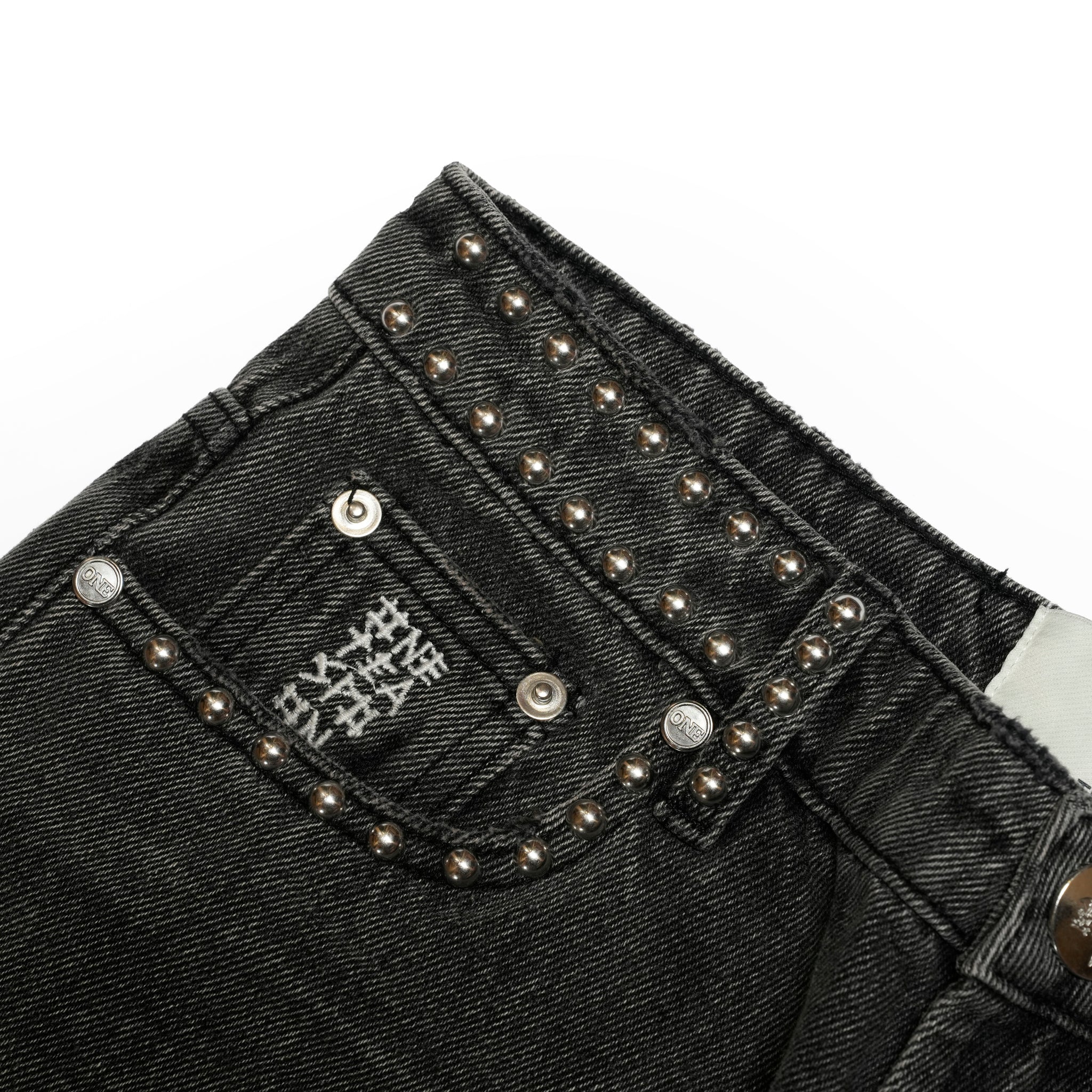JACKSON MID WAIST WIDE LEG STUDDED DENIM JEANS | Color_Black | No_27262_Black【ONE TEASPOON_ワンティースプーン】