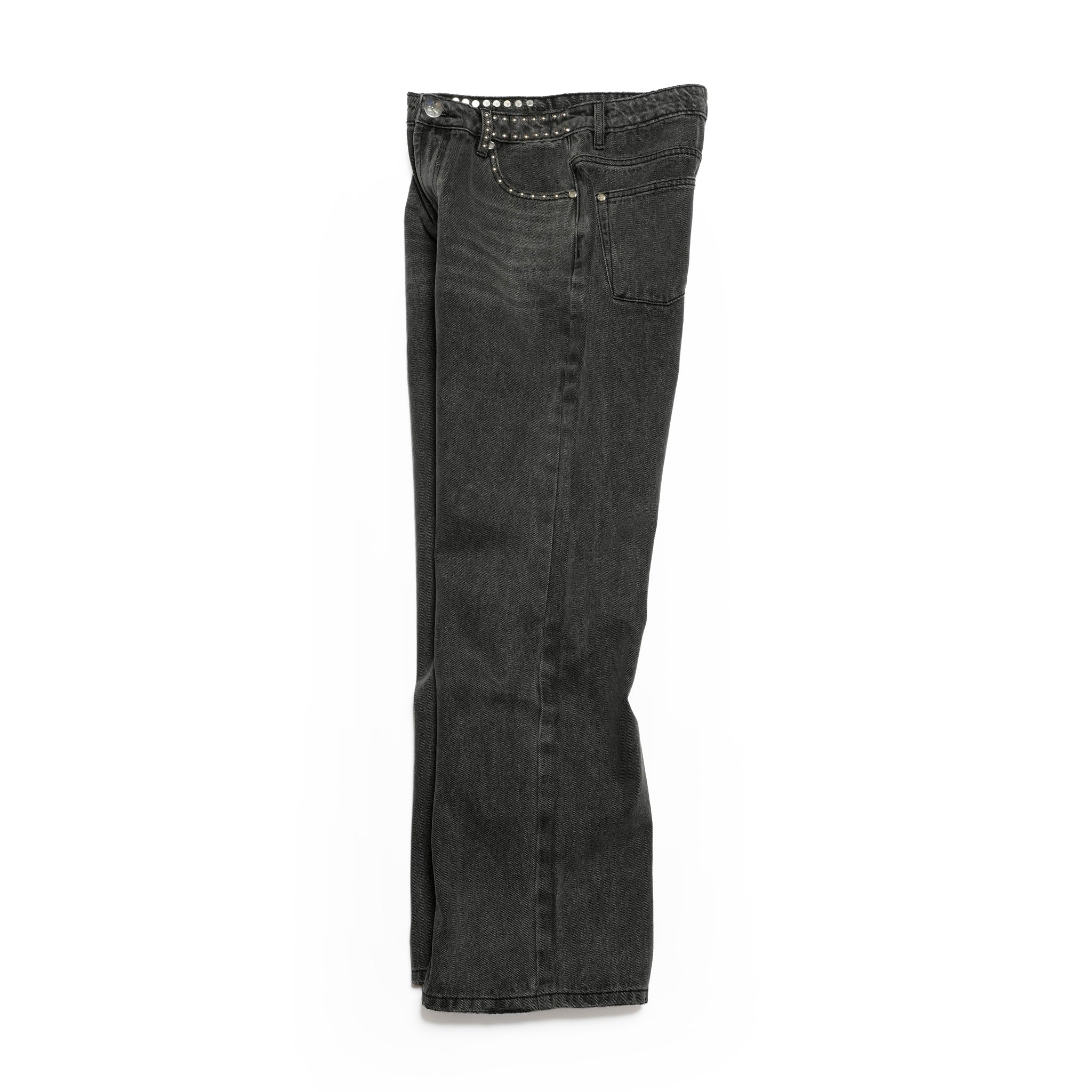 JACKSON MID WAIST WIDE LEG STUDDED DENIM JEANS | Color_Black | No_27262_Black【ONE TEASPOON_ワンティースプーン】