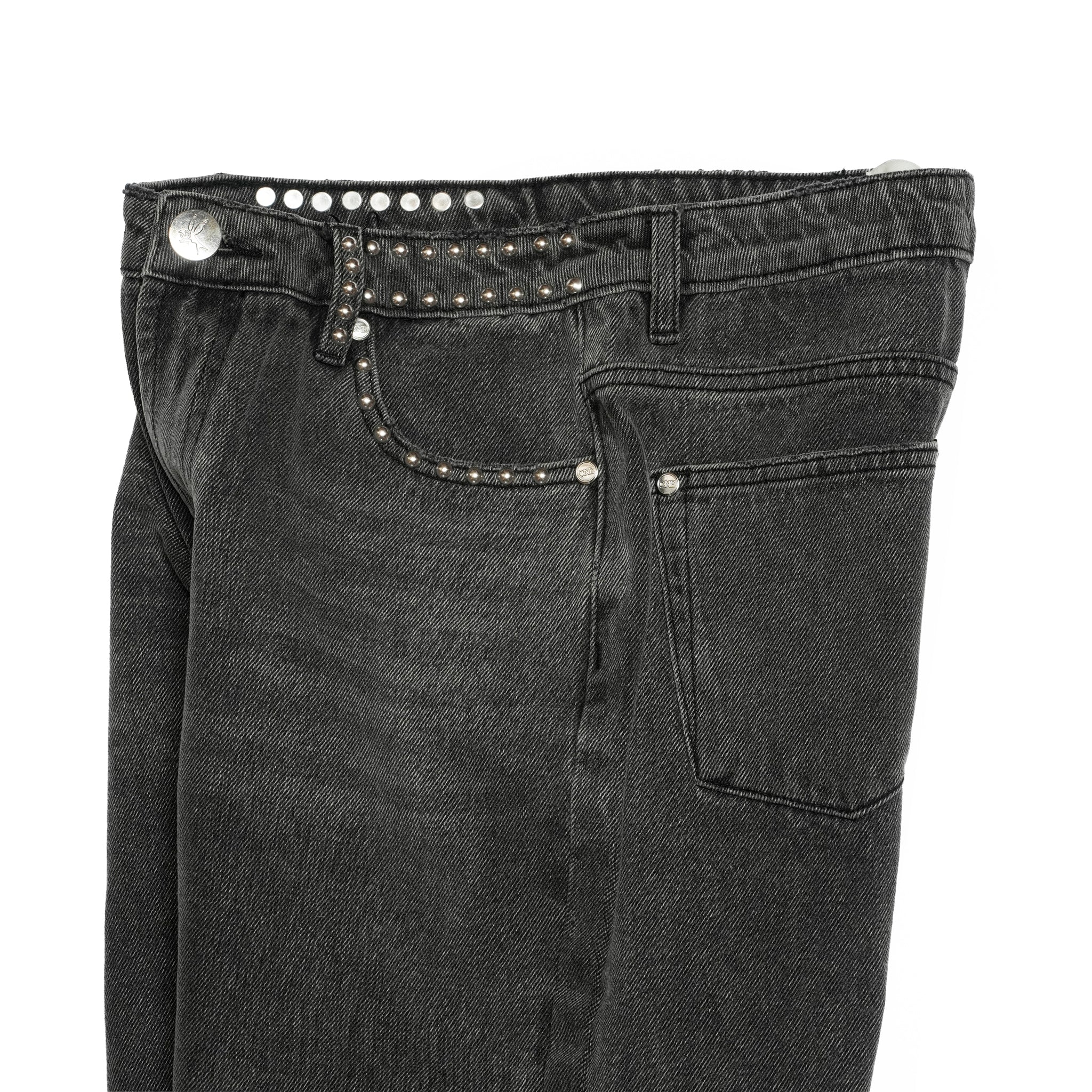 JACKSON MID WAIST WIDE LEG STUDDED DENIM JEANS | Color_Black | No_27262_Black【ONE TEASPOON_ワンティースプーン】