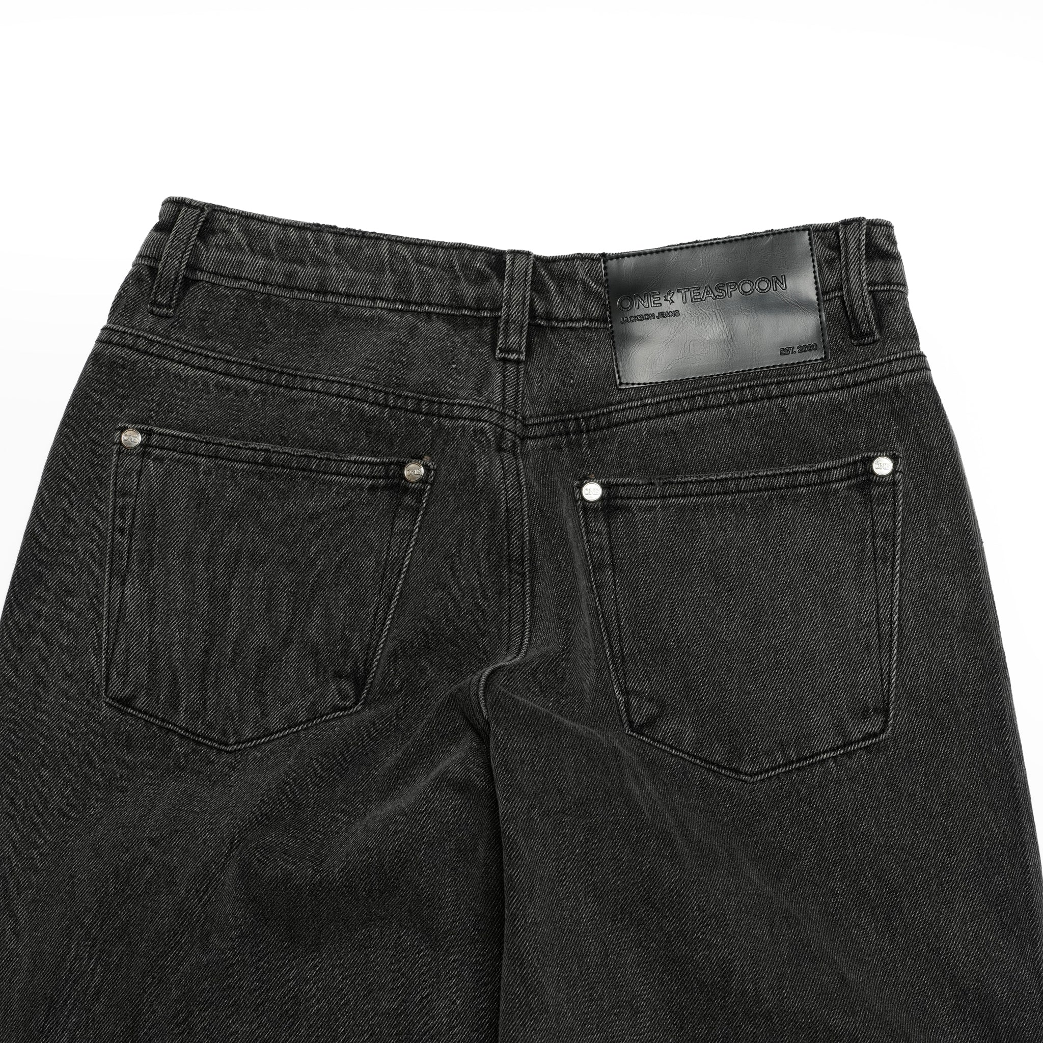 JACKSON MID WAIST WIDE LEG STUDDED DENIM JEANS | Color_Black | No_27262_Black【ONE TEASPOON_ワンティースプーン】