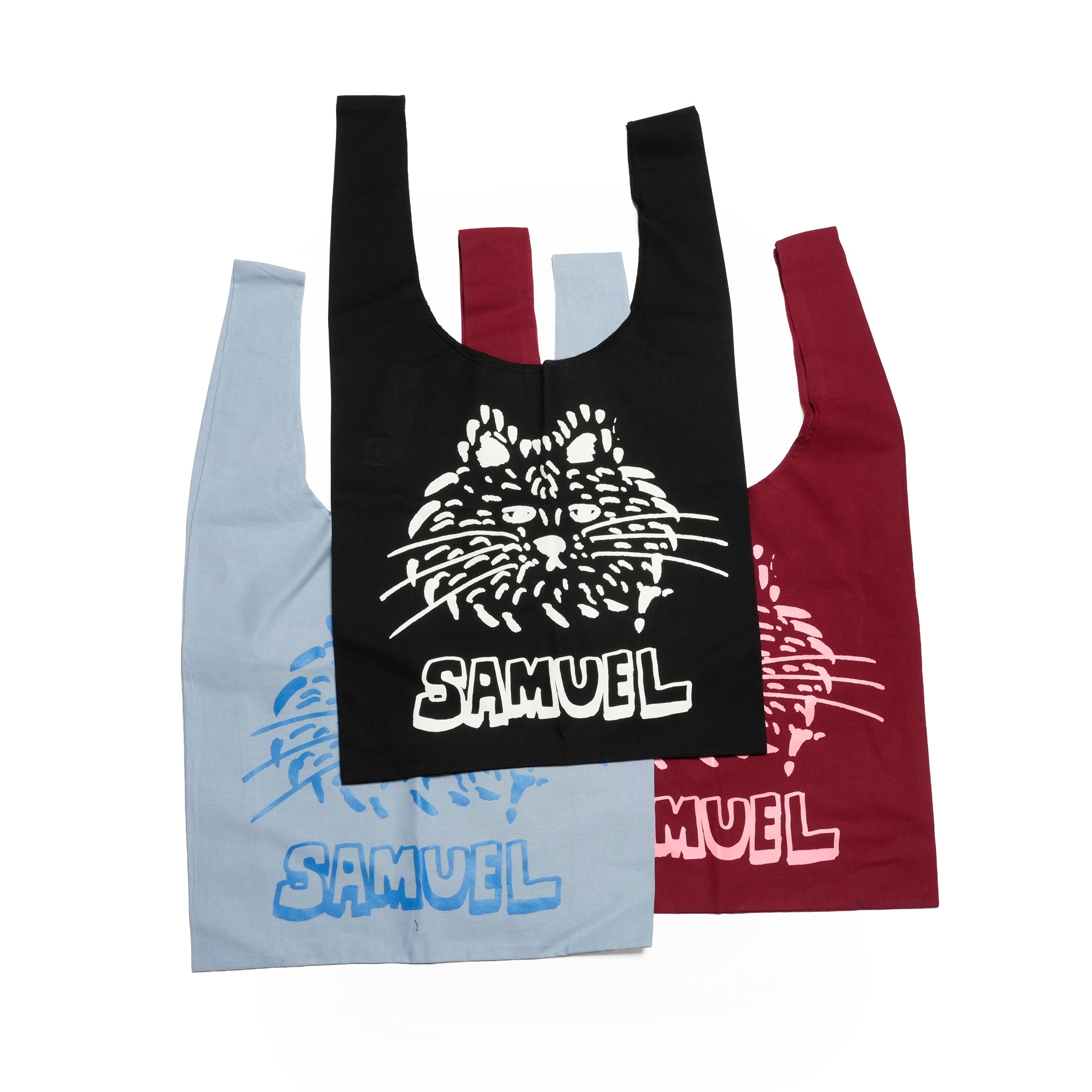 SAMUEL × SHIMAO MAHO CAT FACE MARCHE BAG | Color:SAX BLUE / WINE RED / BLACK | S-25AW-SM-004【SAMUEL_サミュエル】 【ネコポス選択可能】