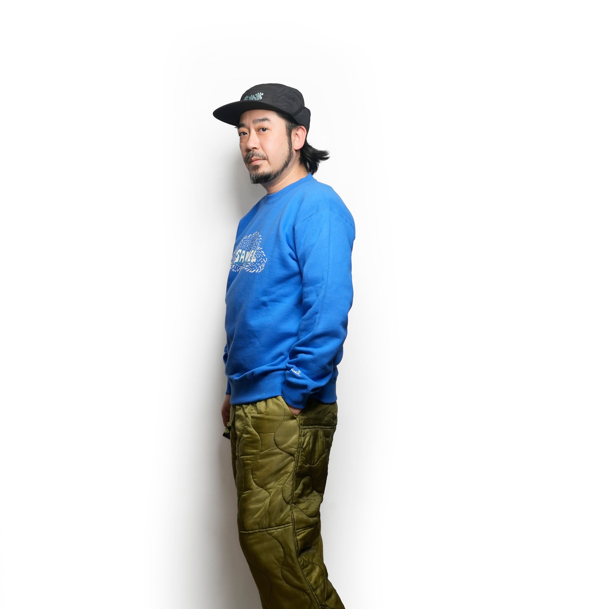 SAMUEL ×SHIMAO MAHO CAT LOGO CREWNECK SWEAT SHIRT | Color: Blue S-25AW-SM-001【SAMUEL_サミュエル】