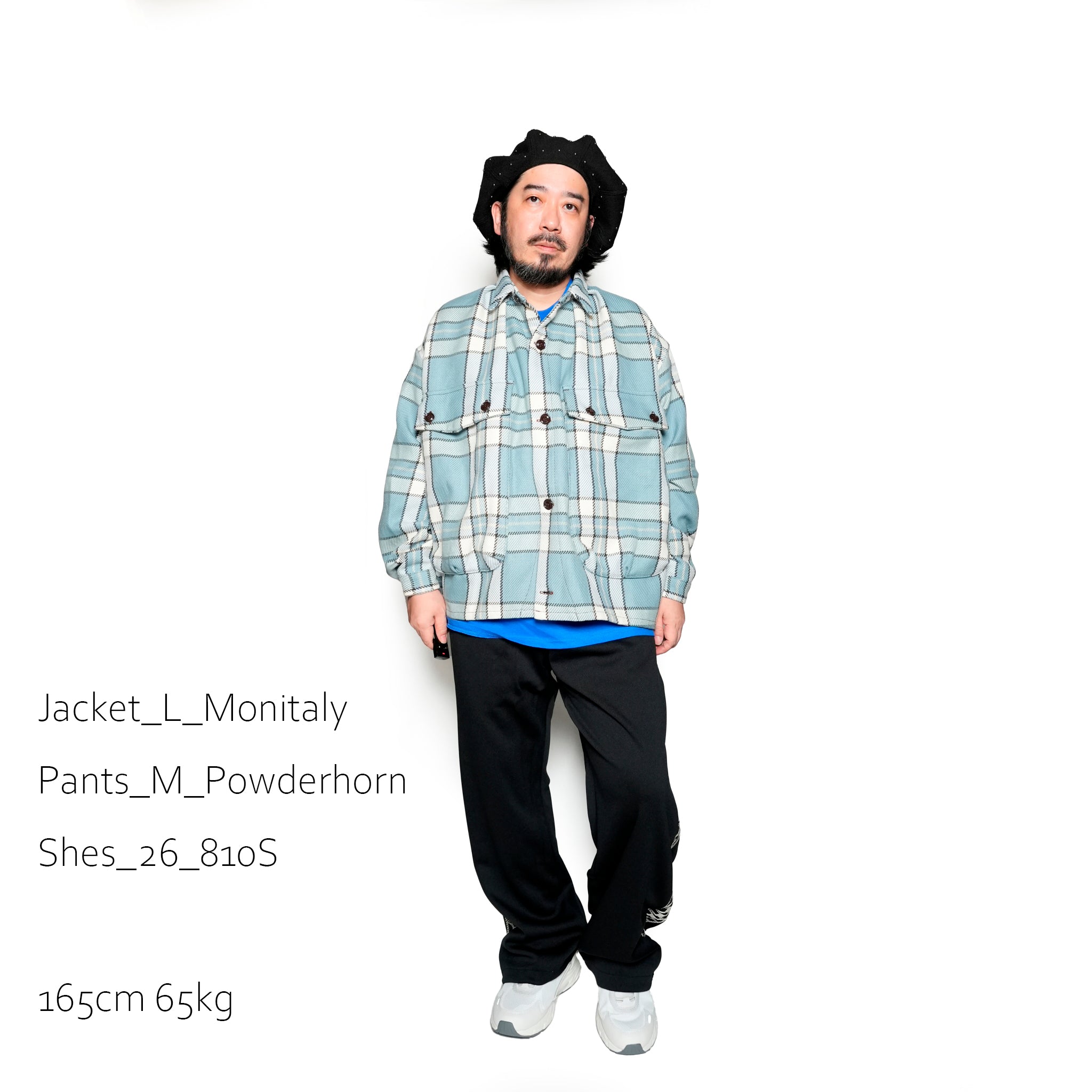M32014-27_Cotton Heavy Twill Plaid Sax | Lazy Travel Jacket | Color:Cotton Heavy Twill Plaid sax【MONITALY_モニタリー】