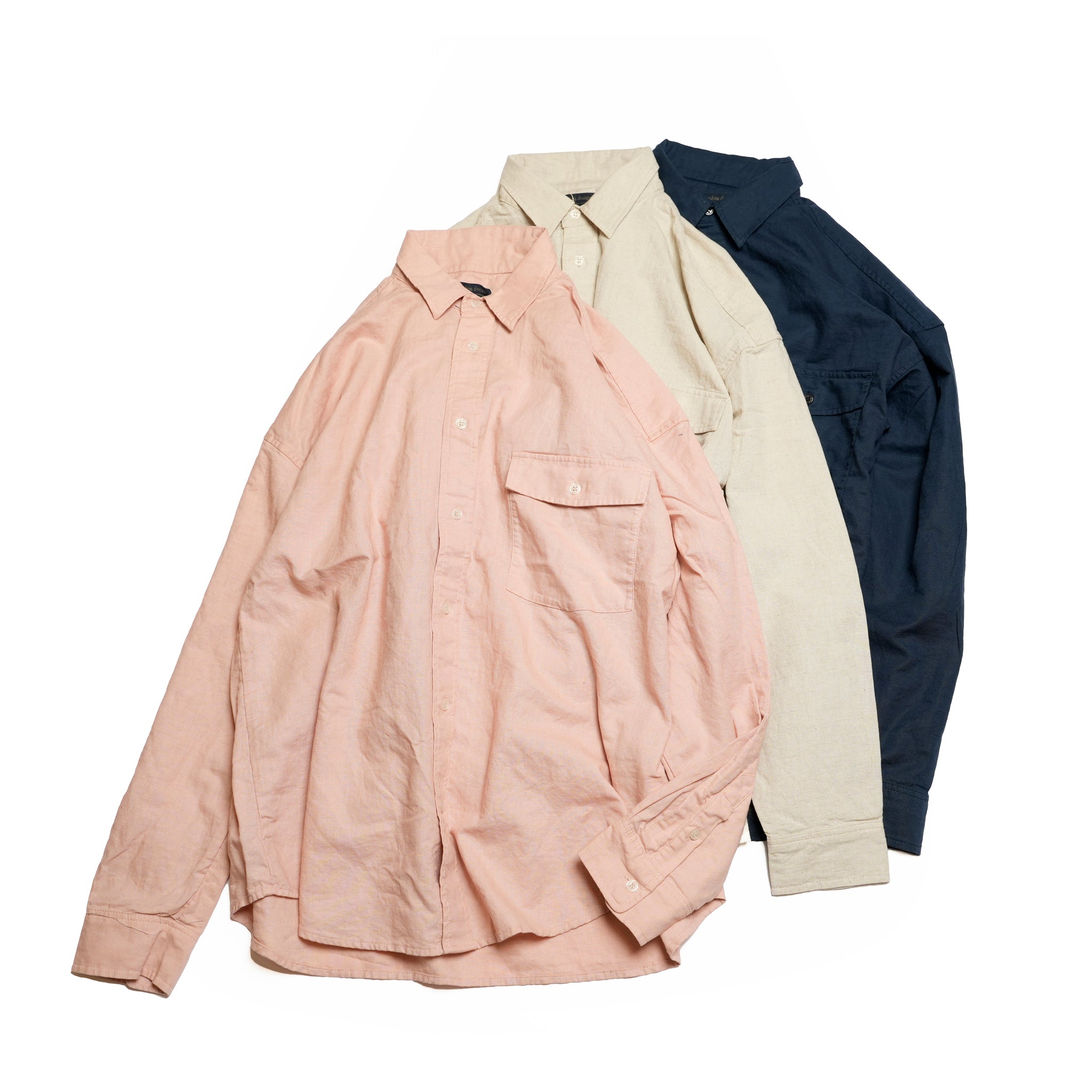 M-2410453 | Linen Shirts | Color:Pink/Navy/Snad【MODEM DESIGN_モデムデザイン】
