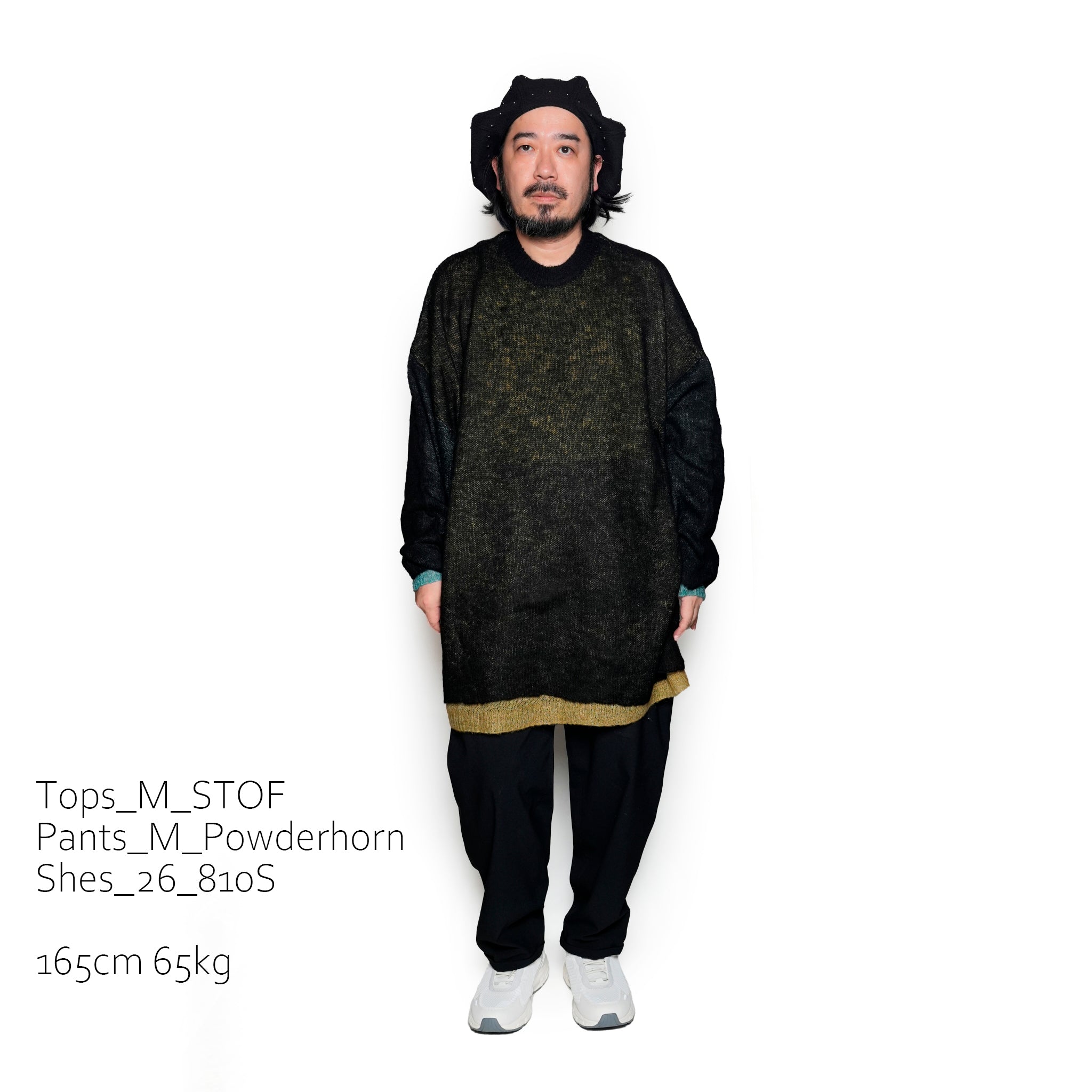 SF24AW-11_BLACK | Mohair Color Layer Knit Sweater | Color:Black【STOF_ストフ】【archive】