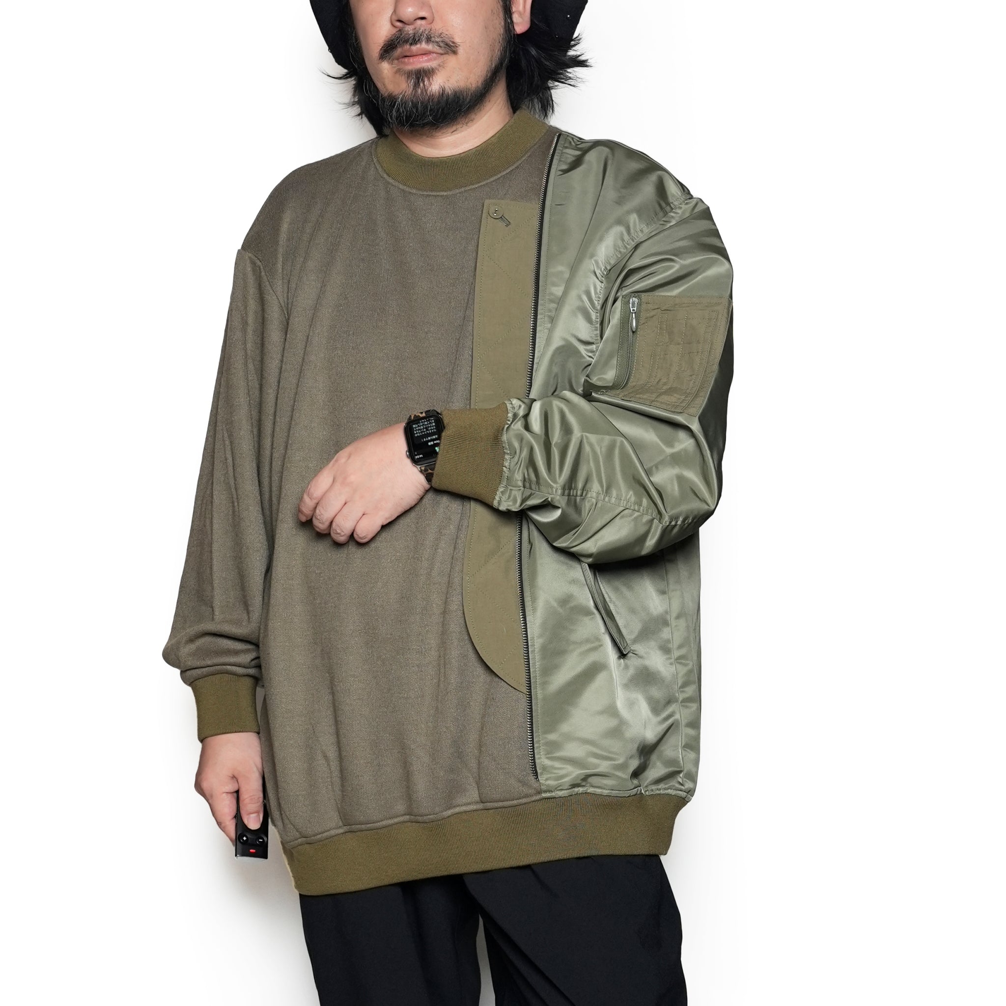 SF24AW-04_KHAKI | Trompe l’oeil Pulover | Color:Khaki【STOF_ストフ】【archive】