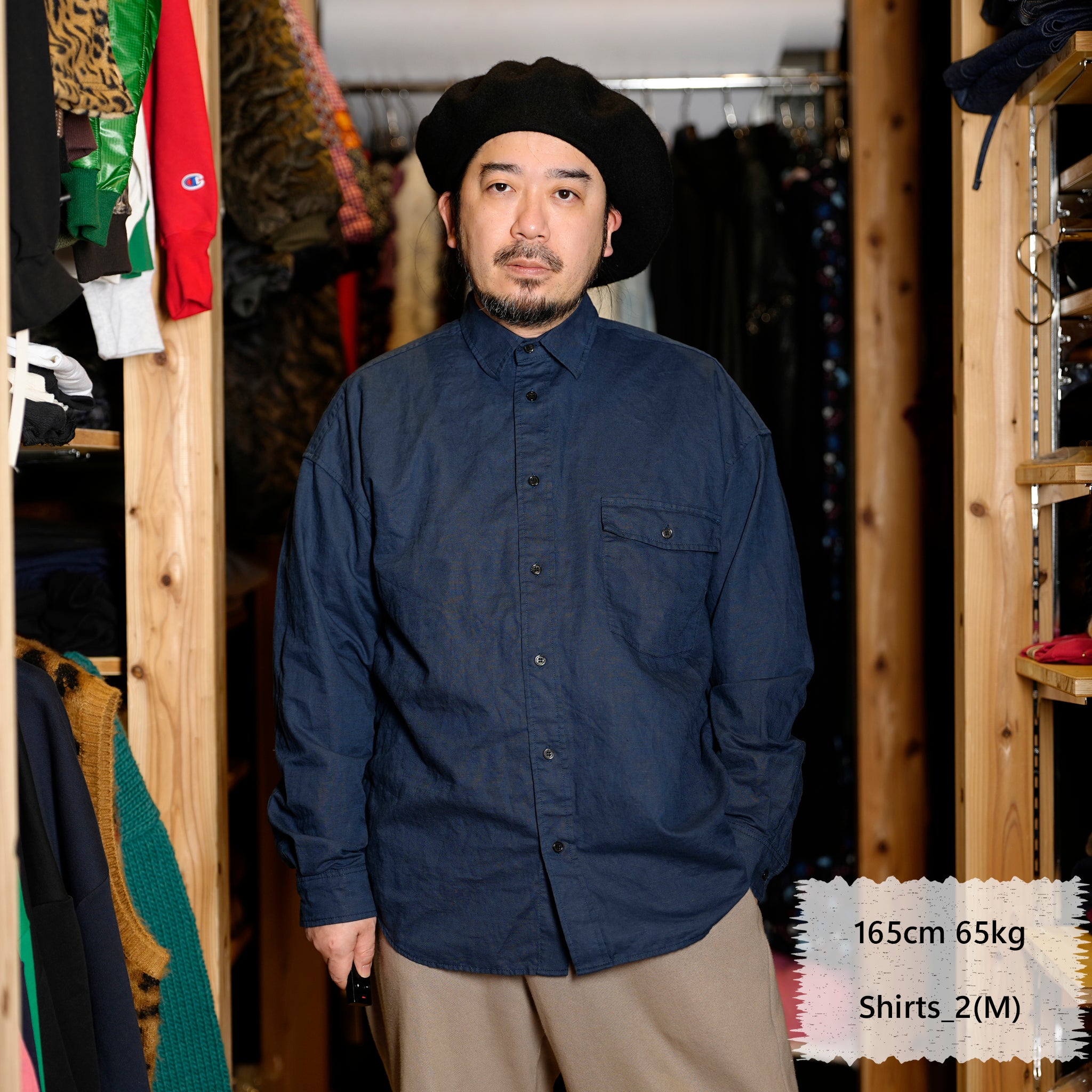 M-2410453 | Linen Shirts | Color:Pink/Navy/Snad【MODEM DESIGN_モデムデザイン】